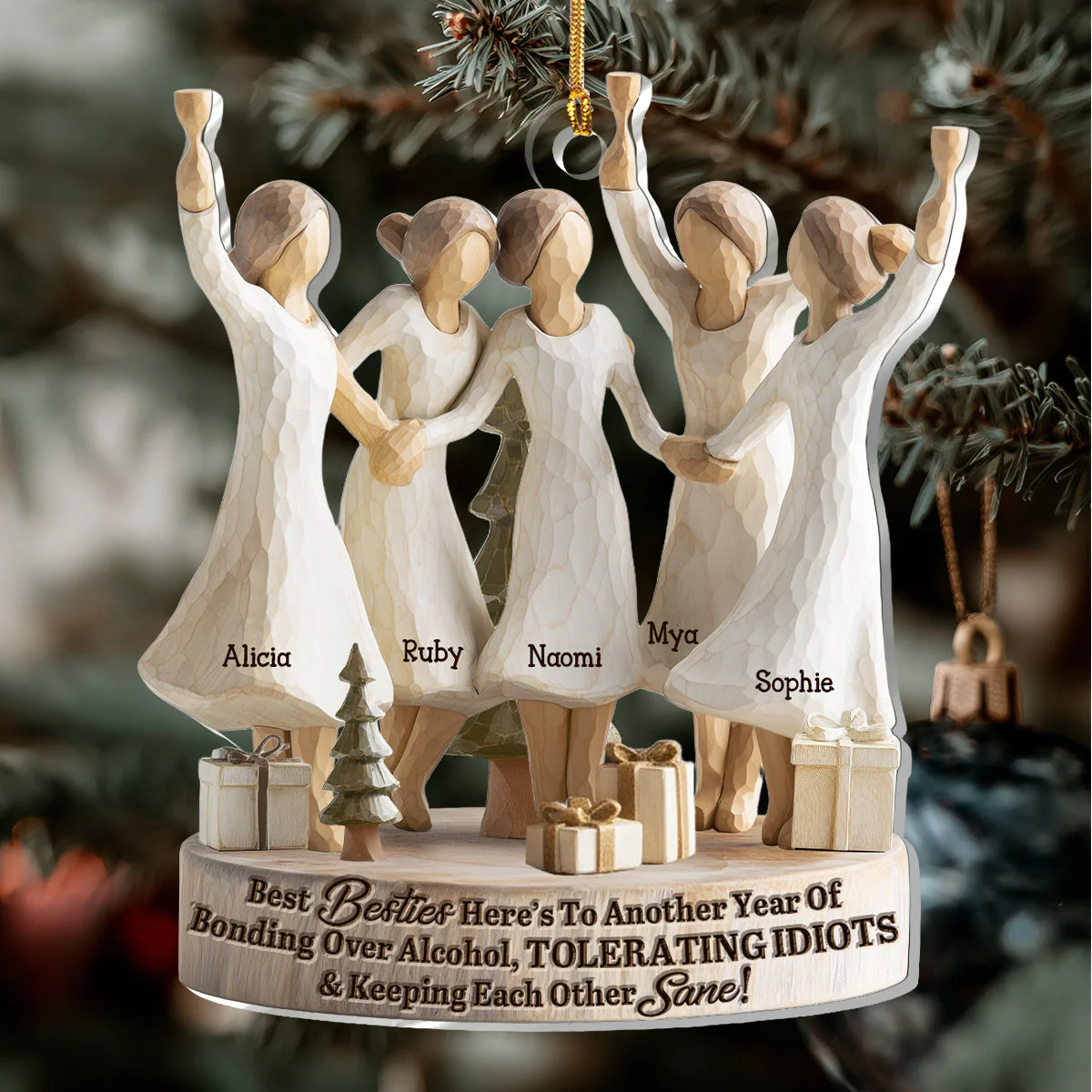 Custom Friends Acrylic Ornament for Holiday Celebration – Funny We'll Be Friends Until We're Old And Senile Keepsake, Perfect Christmas Tree Gift for Your Besties - Image 5