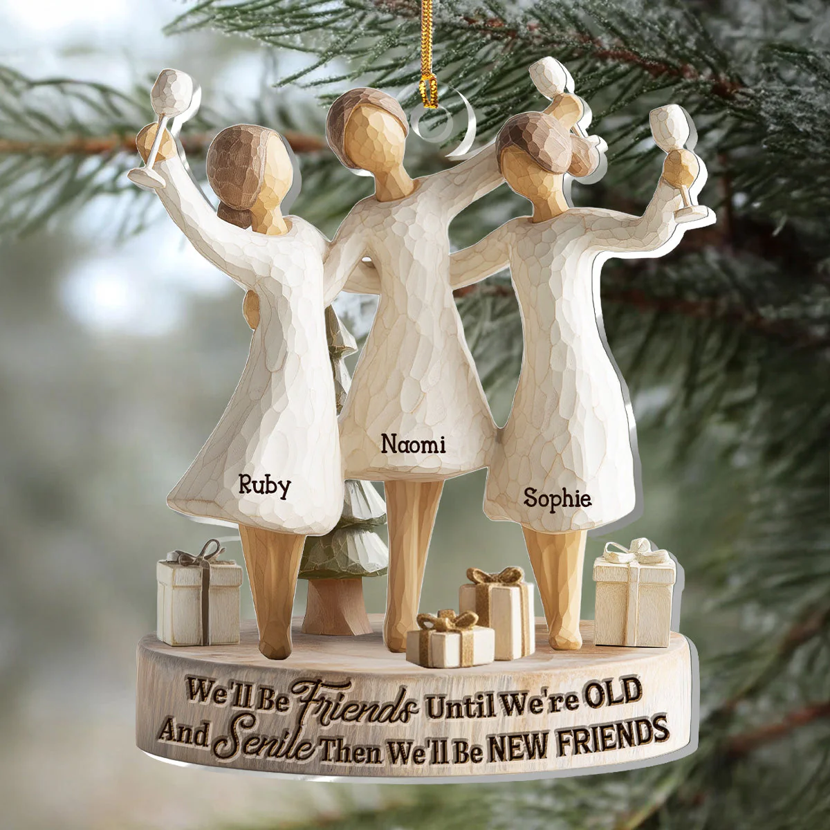 Custom Friends Acrylic Ornament for Holiday Celebration – Funny We'll Be Friends Until We're Old And Senile Keepsake, Perfect Christmas Tree Gift for Your Besties - Image 6