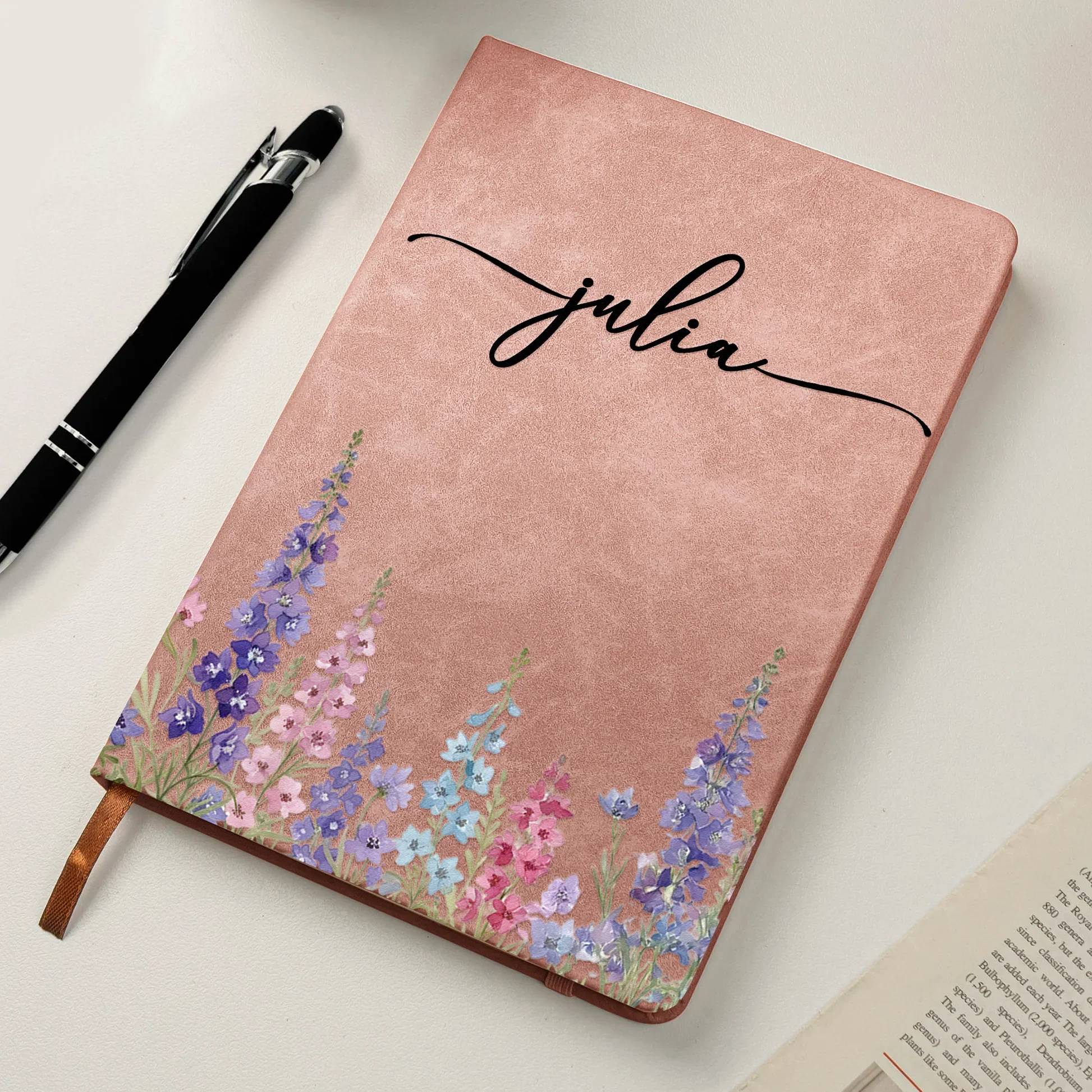 Custom Leather Journal for Her with Delicate Birth Flower Design – Personalized Writing Notebook, Meaningful Gift for Wife, Sister or Teen Girl - Image 5