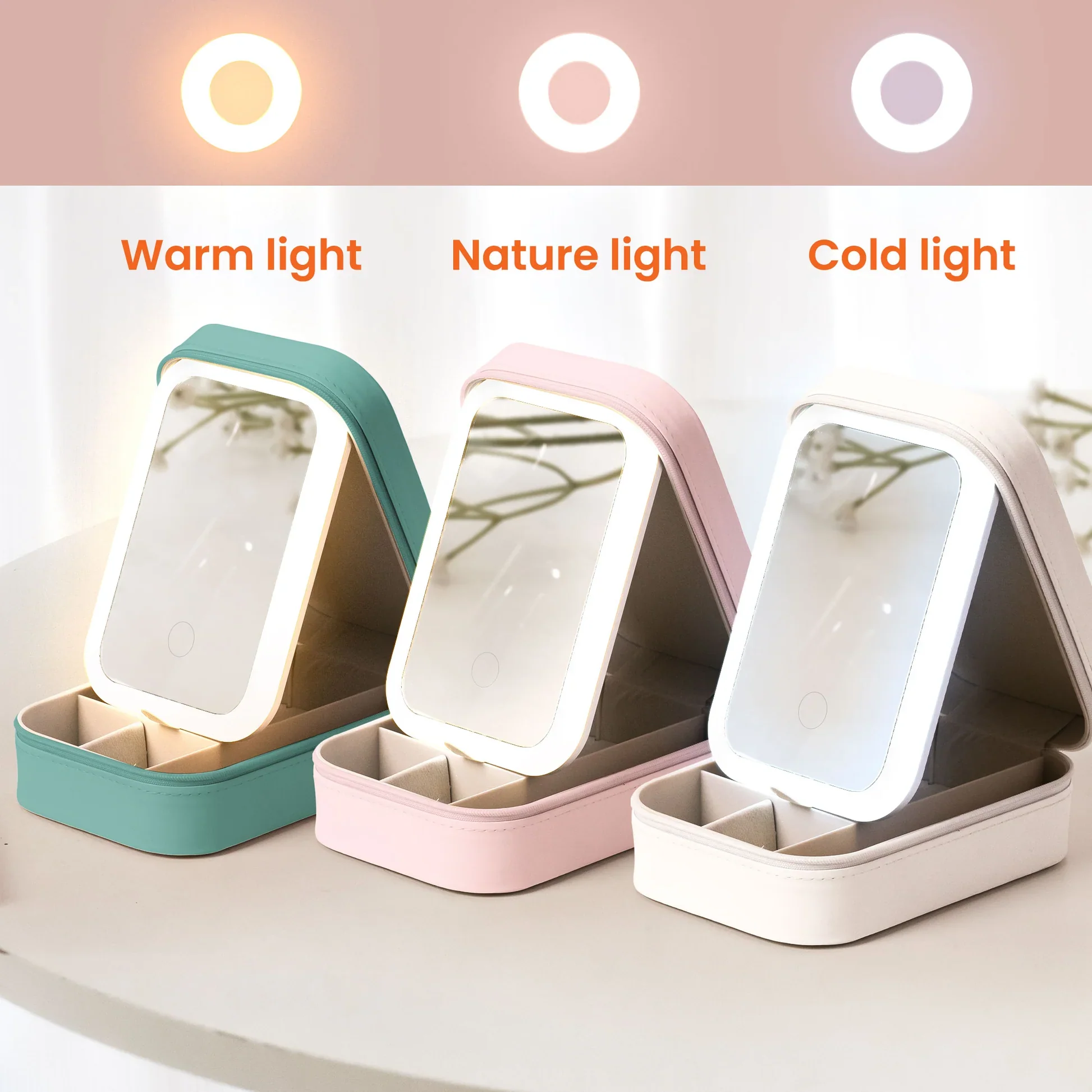 Custom Name & Birth Flower Gift For Her, Daughter, Sister - Custom Makeup Box With LED Mirror - Image 3