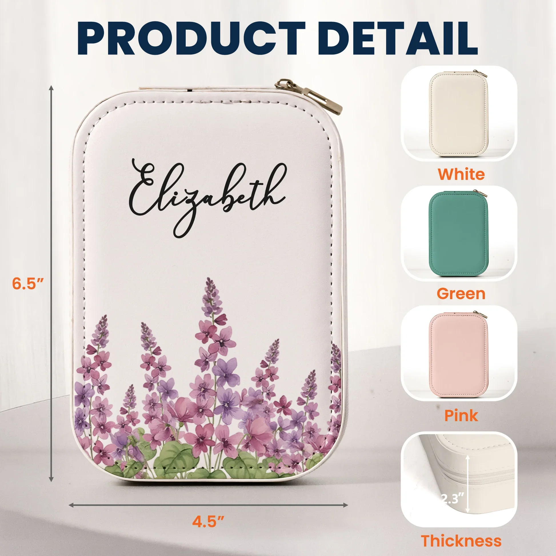 Custom Name & Birth Flower Gift For Her, Daughter, Sister - Custom Makeup Box With LED Mirror - Image 4