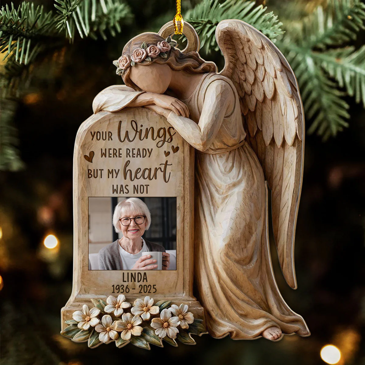 Personalized Wooden Ornament Memorial Angel Keepsake Gift for Loved One Remembrance & Gentle Comfort - Image 2
