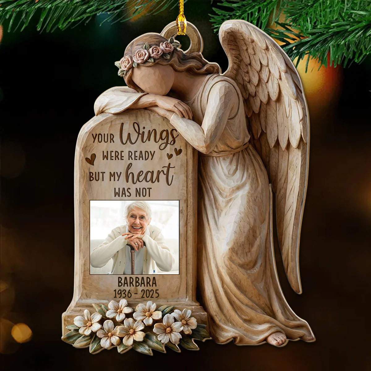 Personalized Wooden Ornament Memorial Angel Keepsake Gift for Loved One Remembrance & Gentle Comfort - Image 3