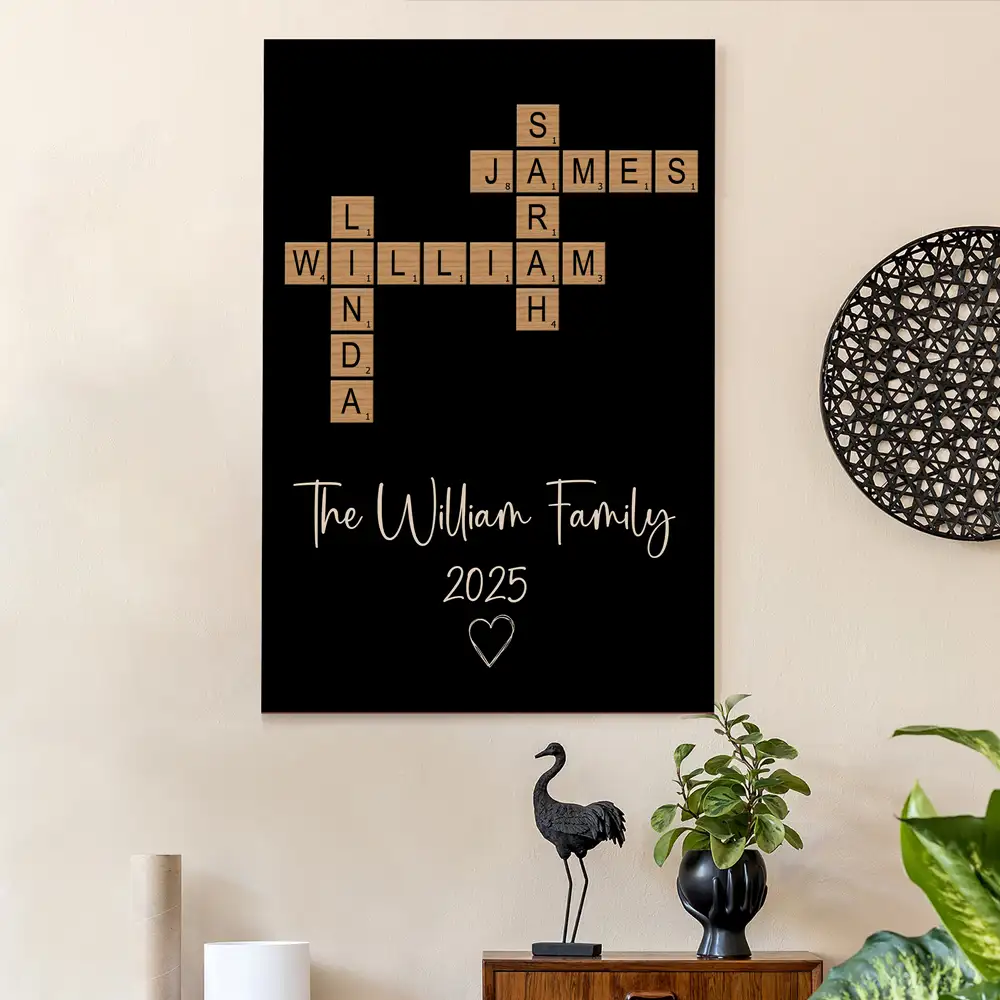 Personalized Family White Ceramic Mug with Wooden Tile Crossword Art - Unique Creative Gift for Home - Image 4