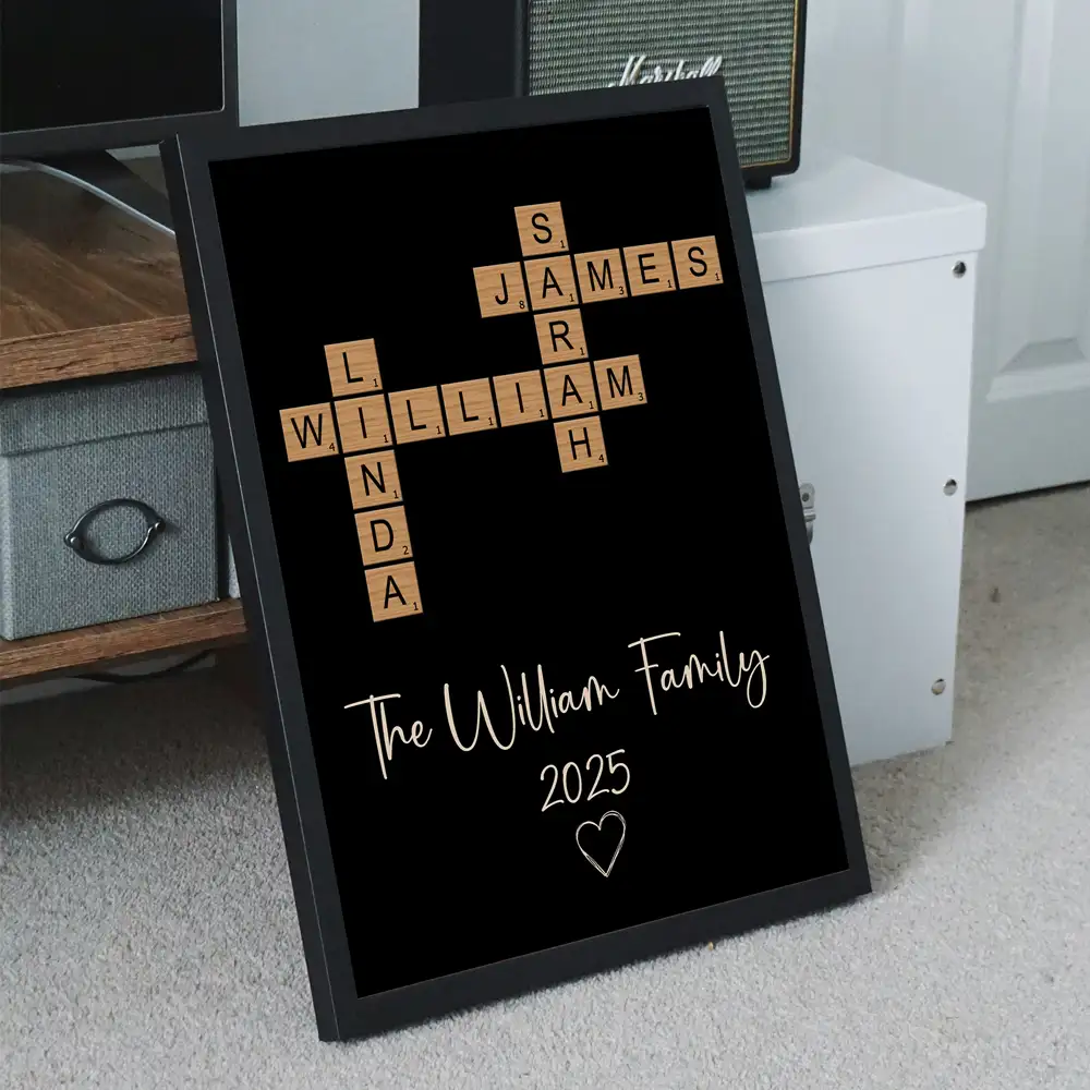 Personalized Family White Ceramic Mug with Wooden Tile Crossword Art - Unique Creative Gift for Home - Image 5