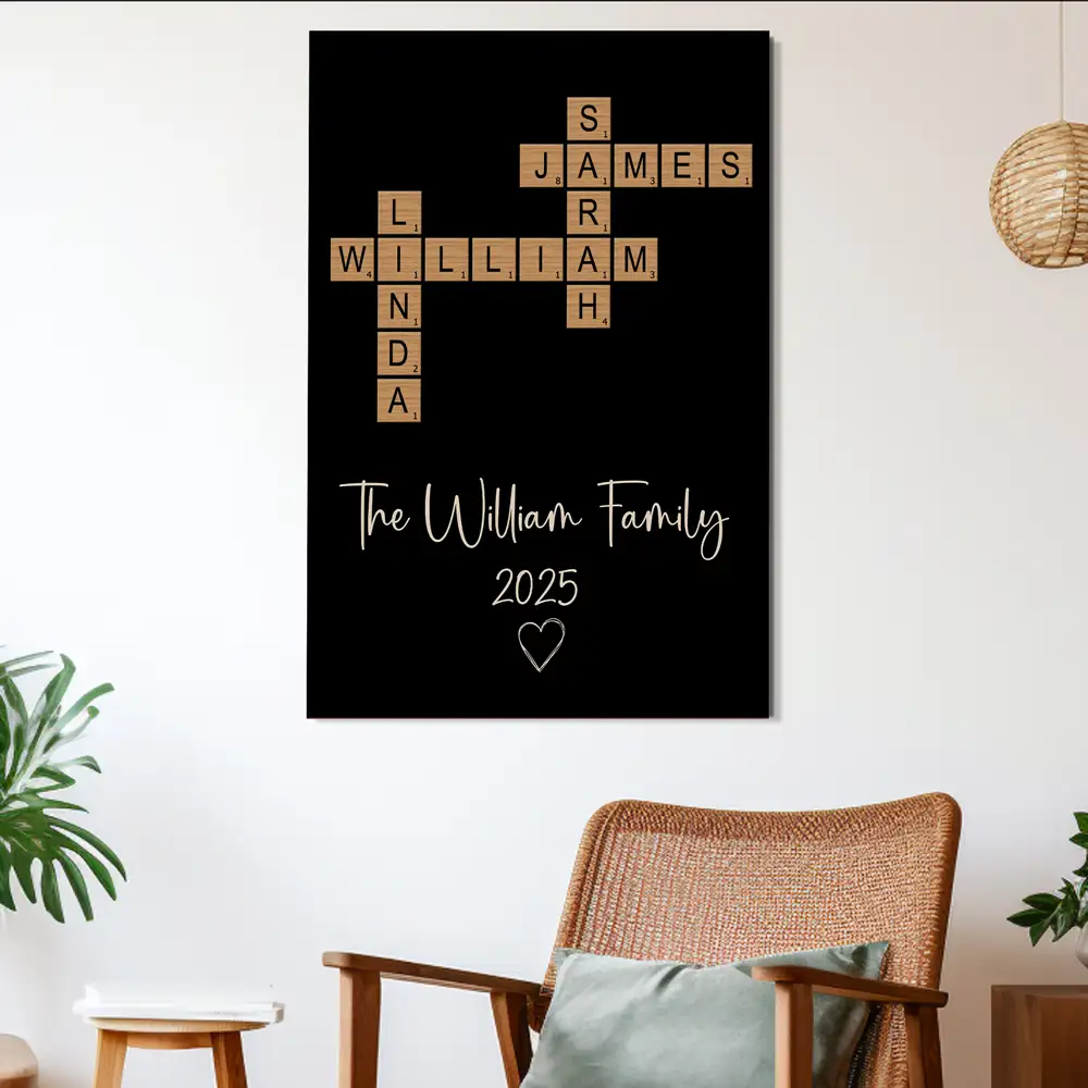 Personalized Family White Ceramic Mug with Wooden Tile Crossword Art - Unique Creative Gift for Home - Image 8