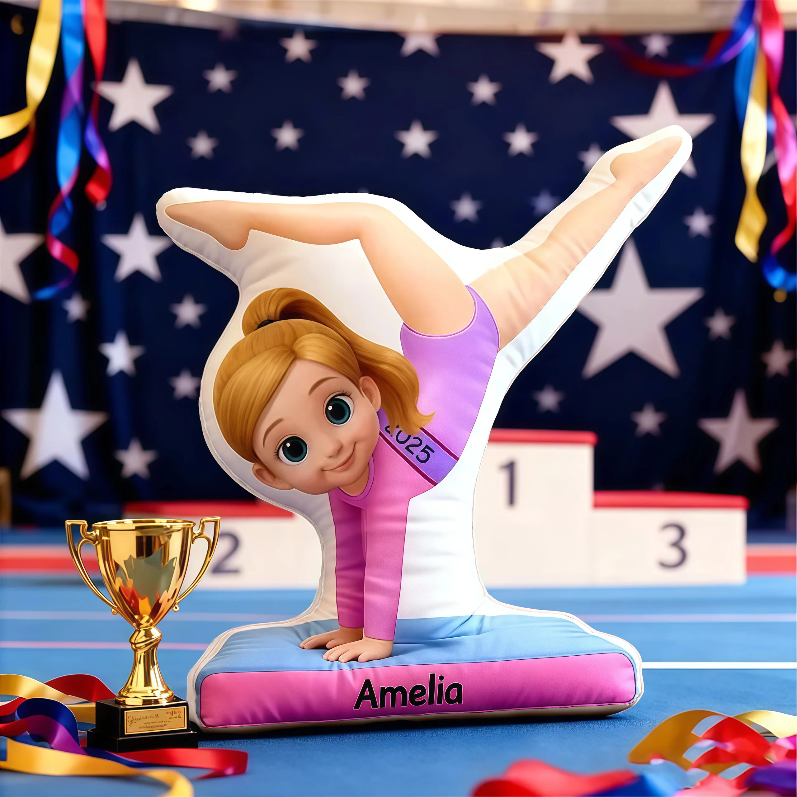 Personalized Shaped Pillow for Gymnast Girl – Cute Cartoon Design, Cozy Support & Unique Gift for Little Athletes - Image 2