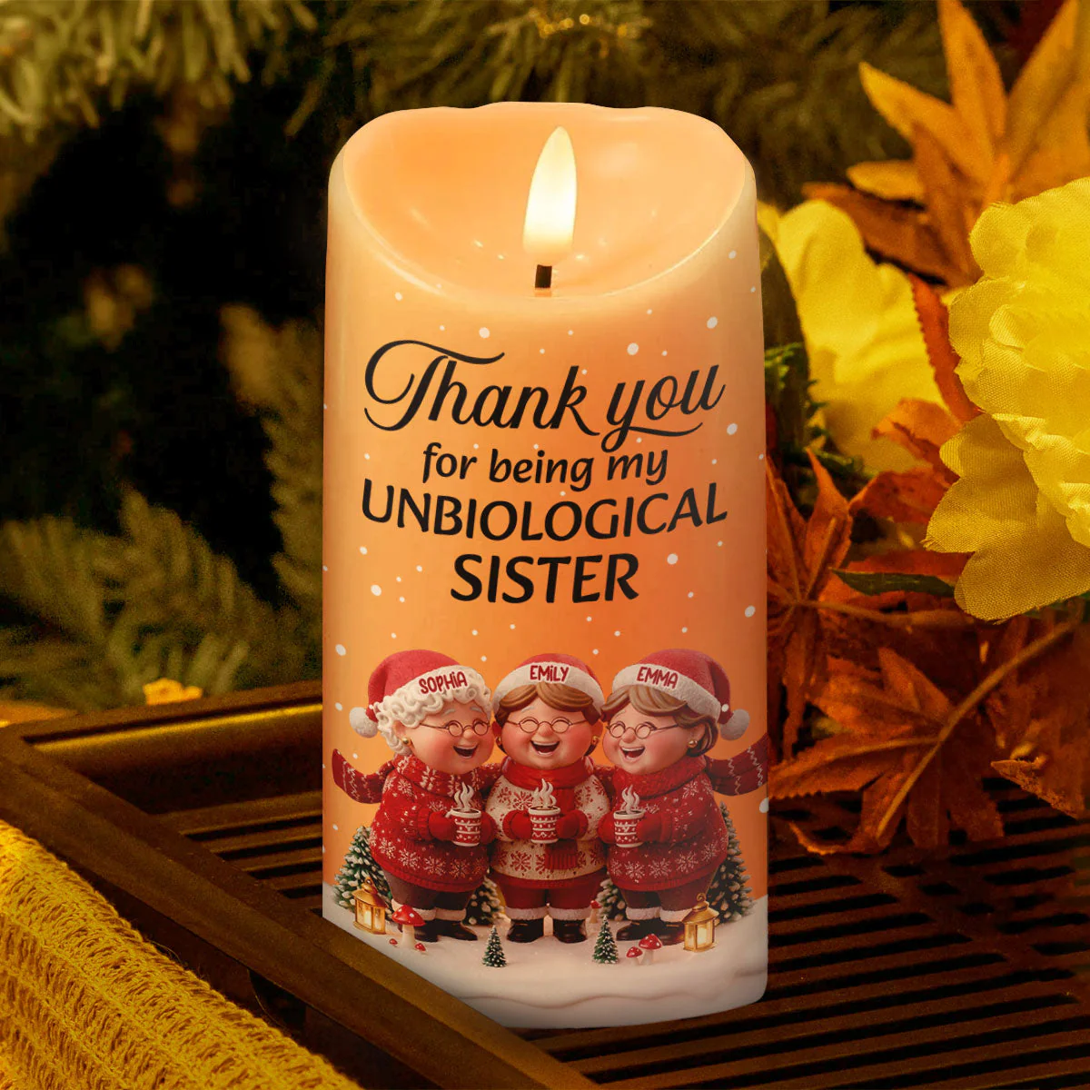 Flameless LED Candle with Custom Bestie Quote – Cozy Soft Light, Emotional Comfort and Heartfelt Gift for Unbiological Sisters - Image 3