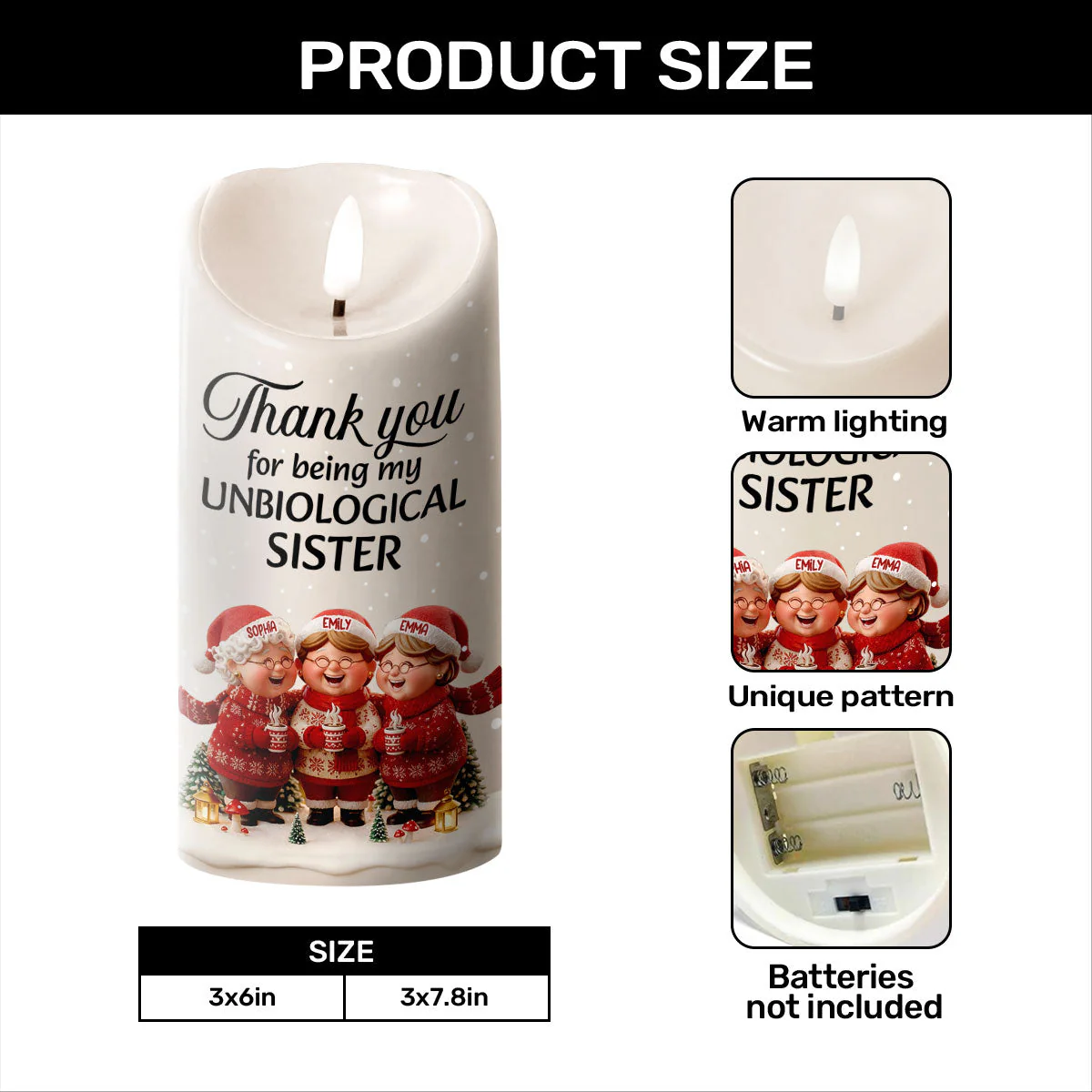 Flameless LED Candle with Custom Bestie Quote – Cozy Soft Light, Emotional Comfort and Heartfelt Gift for Unbiological Sisters - Image 5