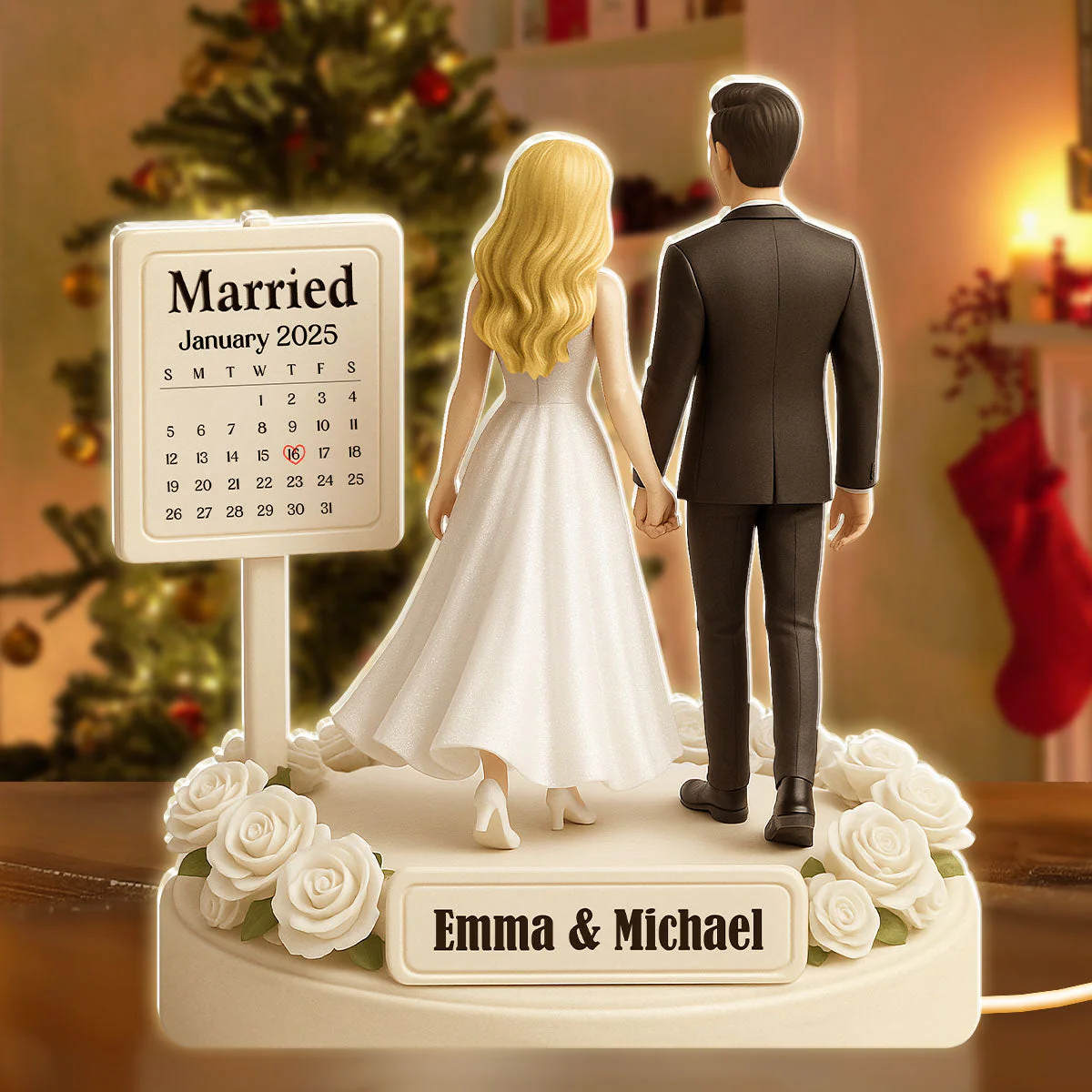 Personalized Acrylic Light Box for Couples with Wedding Date Calendar, Warm Glow Keepsake & Unique Gift - Image 2