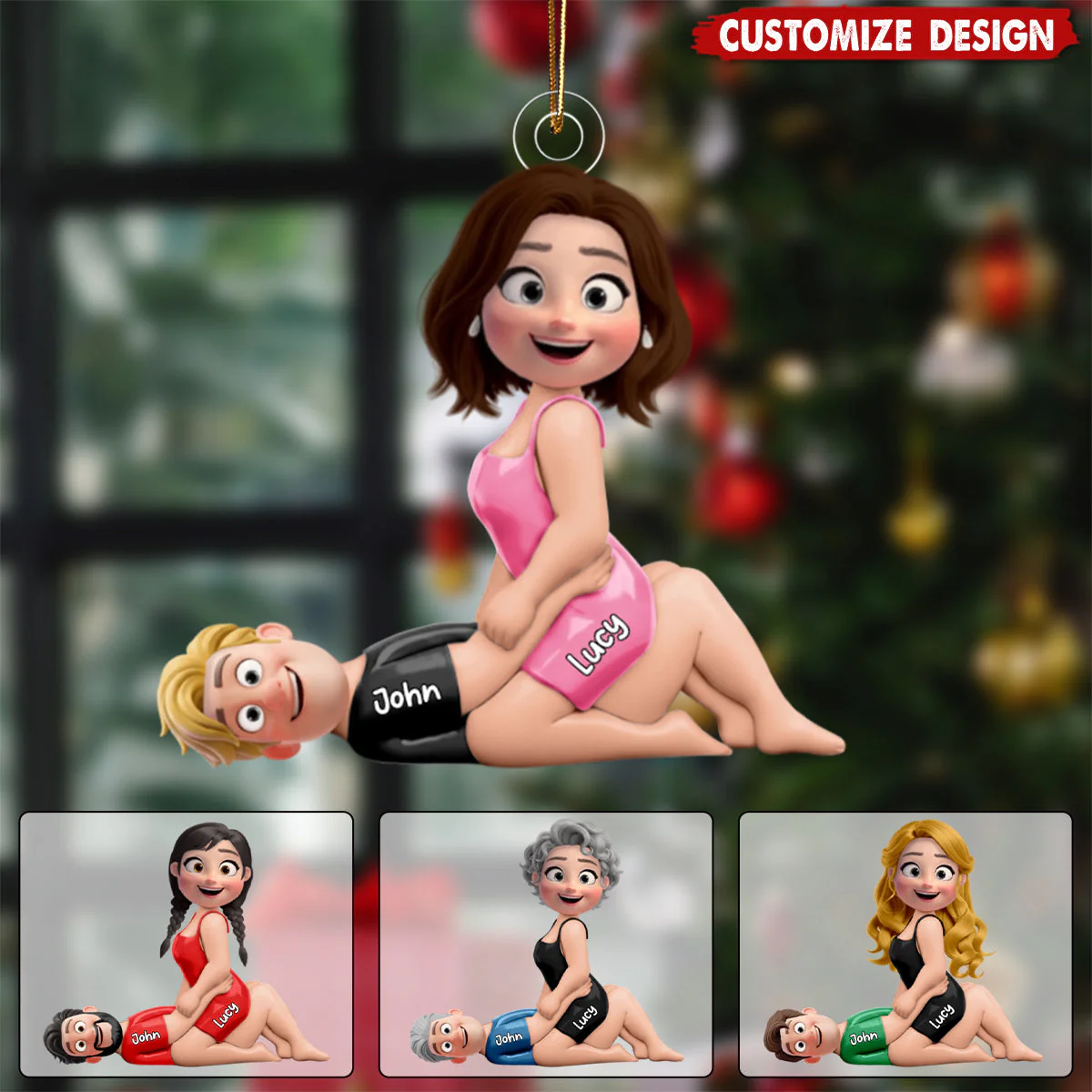 Naughty Couple Acrylic Ornament Personalized with Your Characters, Playful Cartoon Design for Sexy Romantic Gift - Image 4