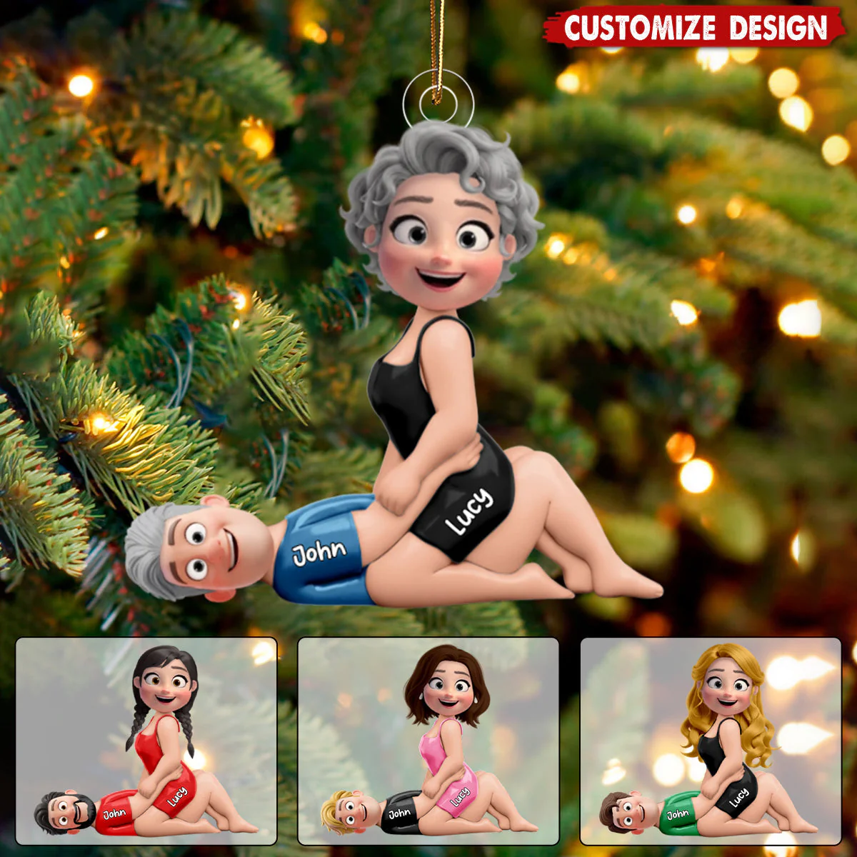Naughty Couple Acrylic Ornament Personalized with Your Characters, Playful Cartoon Design for Sexy Romantic Gift - Image 5