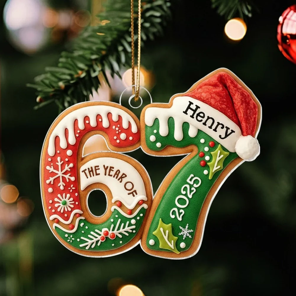 Personalized Six Seven Acrylic Ornament with Cute Cookie Design, Unique Christmas Tree Decoration & Creative Gift for Holiday Fun
