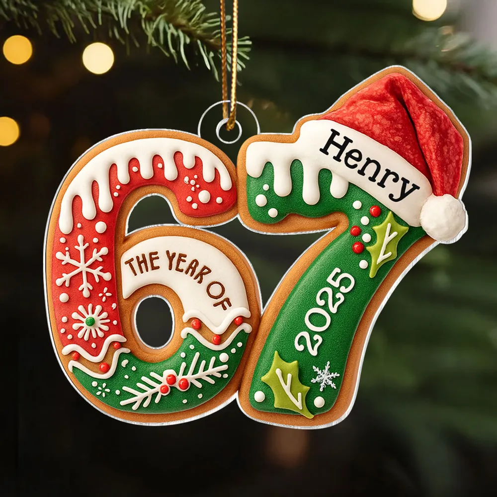 Personalized Six Seven Acrylic Ornament with Cute Cookie Design, Unique Christmas Tree Decoration & Creative Gift for Holiday Fun - Image 5