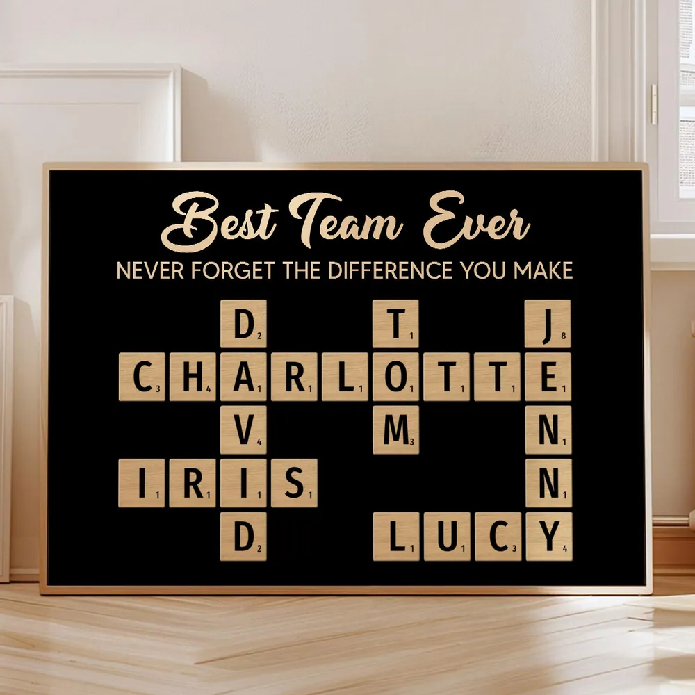 Best Team Ever Personalized Poster with Crossword Tile Art, Office Wall Decor, Meaningful Thank You Gift for Coworkers & Boss - Image 10