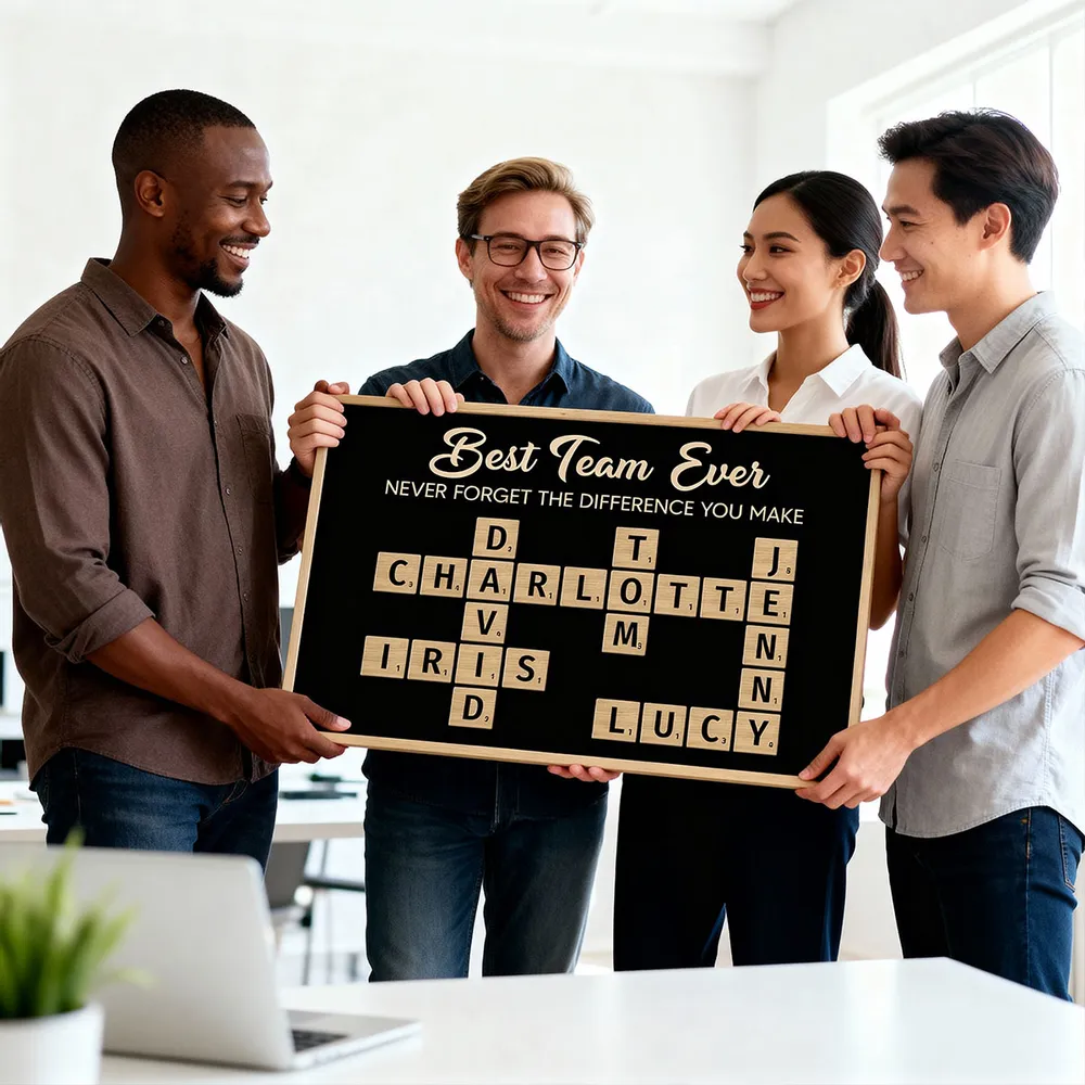 Best Team Ever Personalized Poster with Crossword Tile Art, Office Wall Decor, Meaningful Thank You Gift for Coworkers & Boss - Image 7