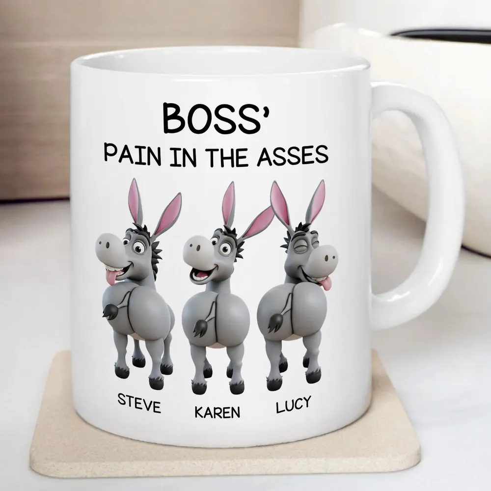 Funny Personalized White Ceramic Mug for Boss – Custom Cartoon Donkey Team, Unique Office Gift for Coworkers, Hilarious Value-Priced Present - Image 2
