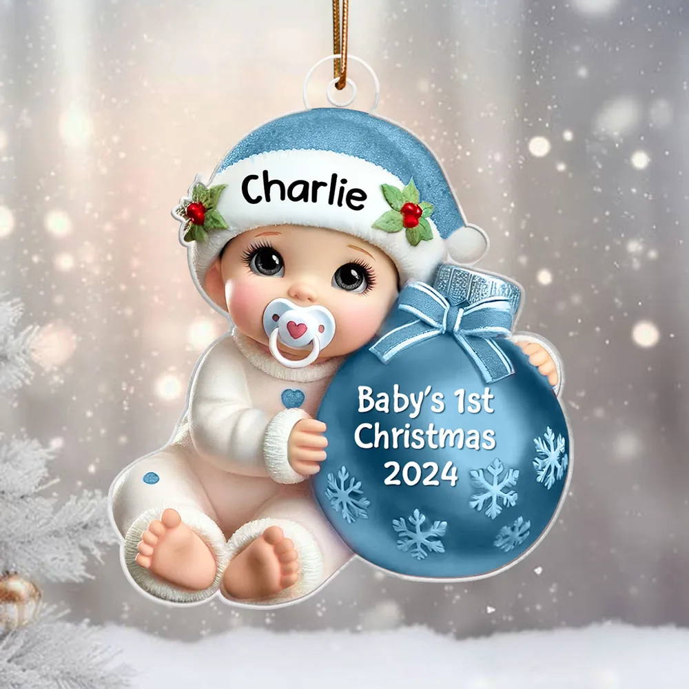 Personalized Acrylic Ornament for Baby's First Christmas, Cute Winter Design, Keepsake Holiday Gift for New Parents - Image 5