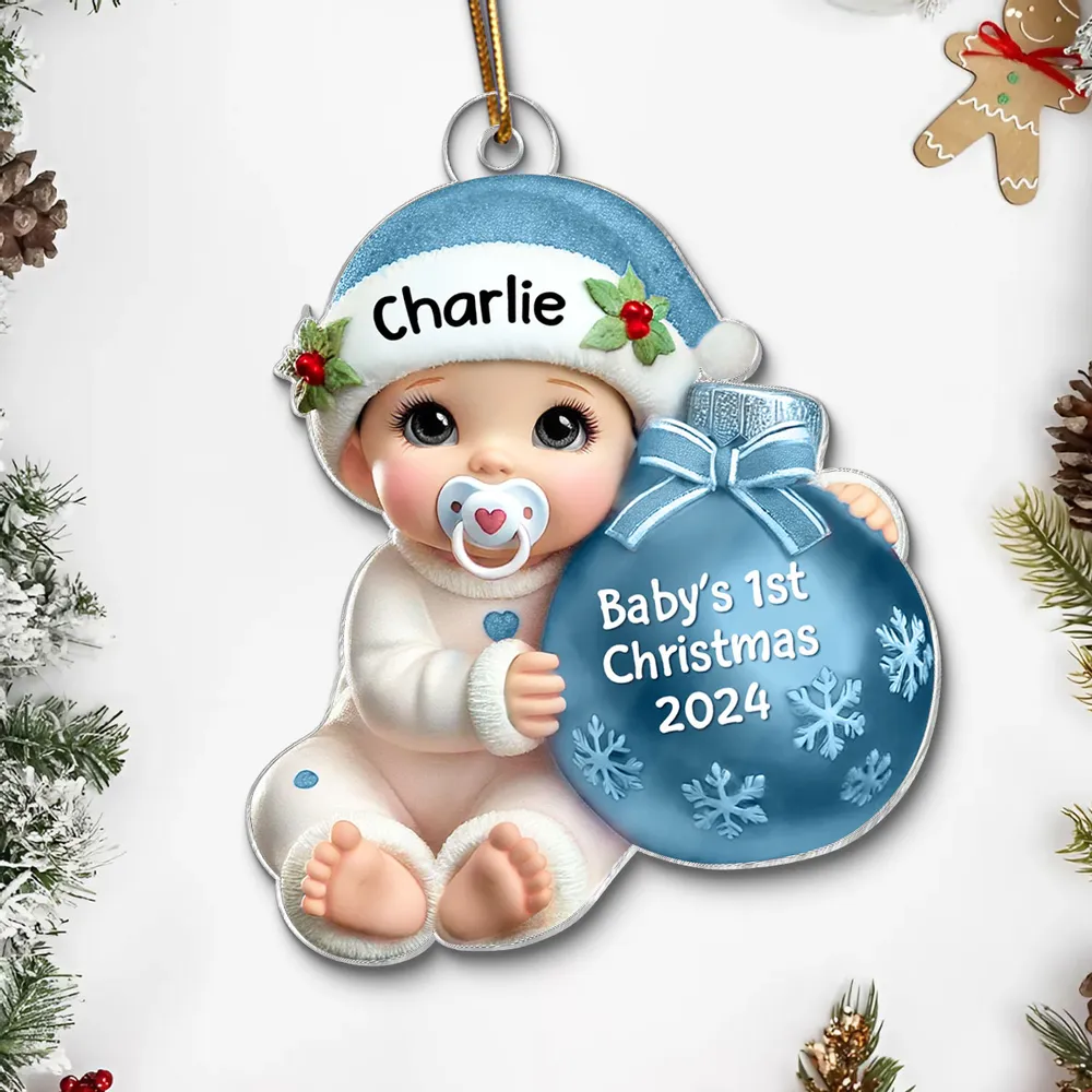 Personalized Acrylic Ornament for Baby's First Christmas, Cute Winter Design, Keepsake Holiday Gift for New Parents - Image 7