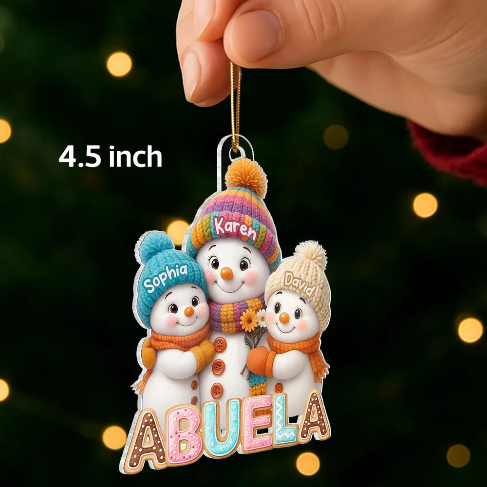 Personalized Acrylic Ornament For Grandma With Cute Snowman Grandkids, Heartwarming Christmas Gift & Festive Decor - Image 2