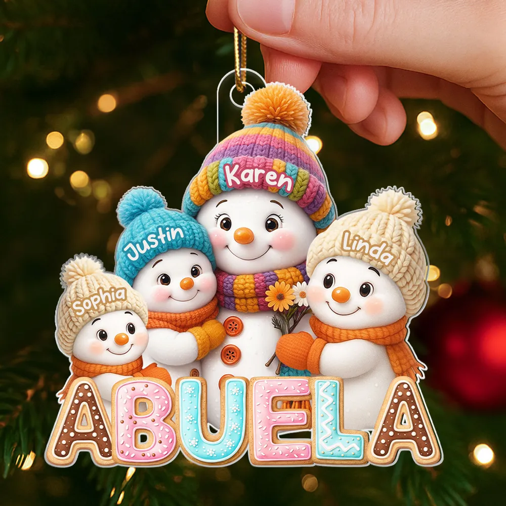Personalized Acrylic Ornament For Grandma With Cute Snowman Grandkids, Heartwarming Christmas Gift & Festive Decor - Image 3