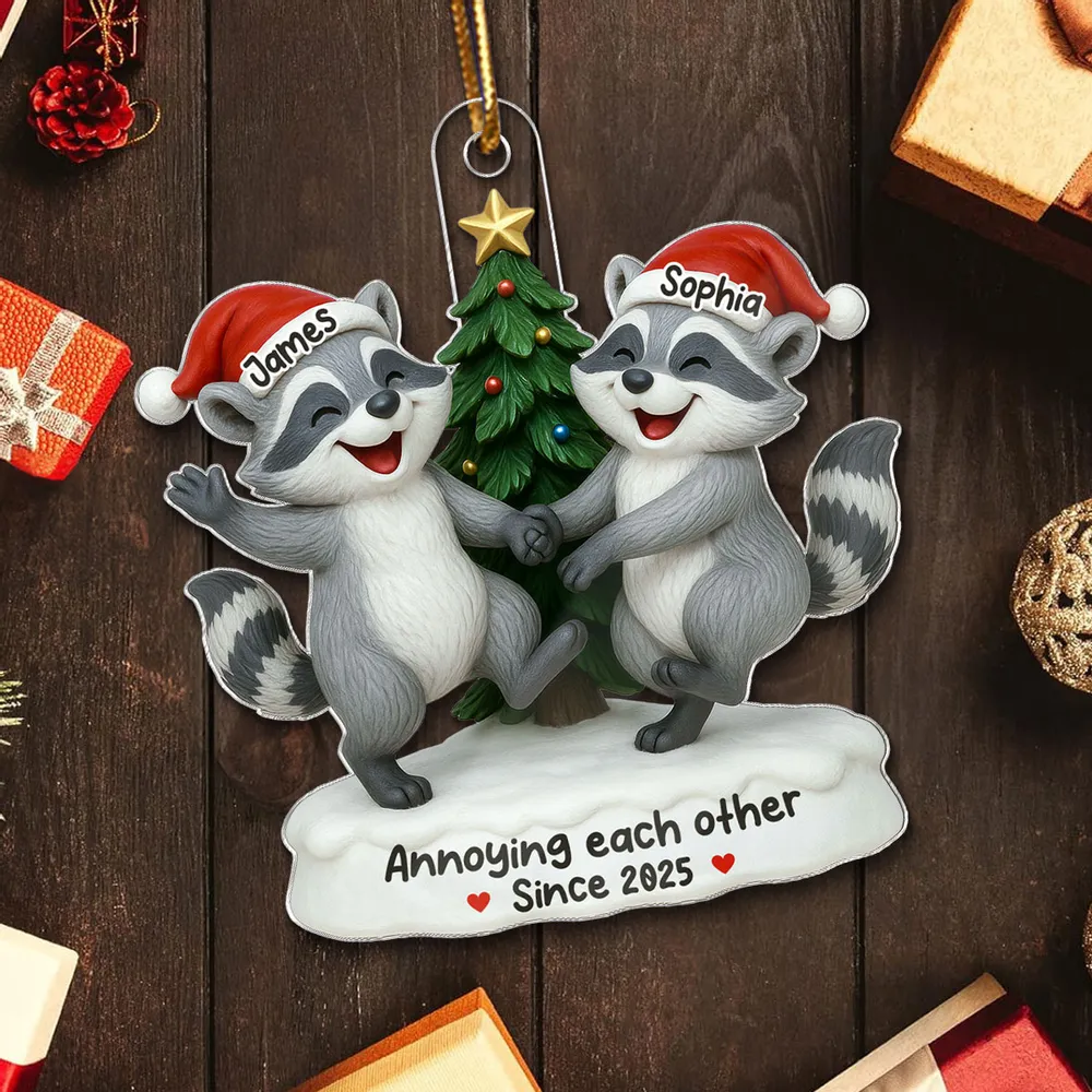 Personalized Raccoon Couple Acrylic Ornament – Funny Christmas Tree Decoration For Couples, Cute Unique Gift - Image 6