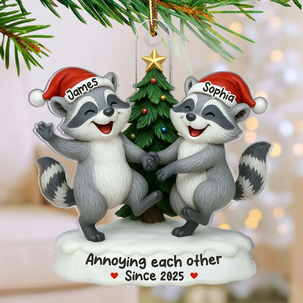 Personalized Raccoon Couple Acrylic Ornament – Funny Christmas Tree Decoration For Couples, Cute Unique Gift - Image 7