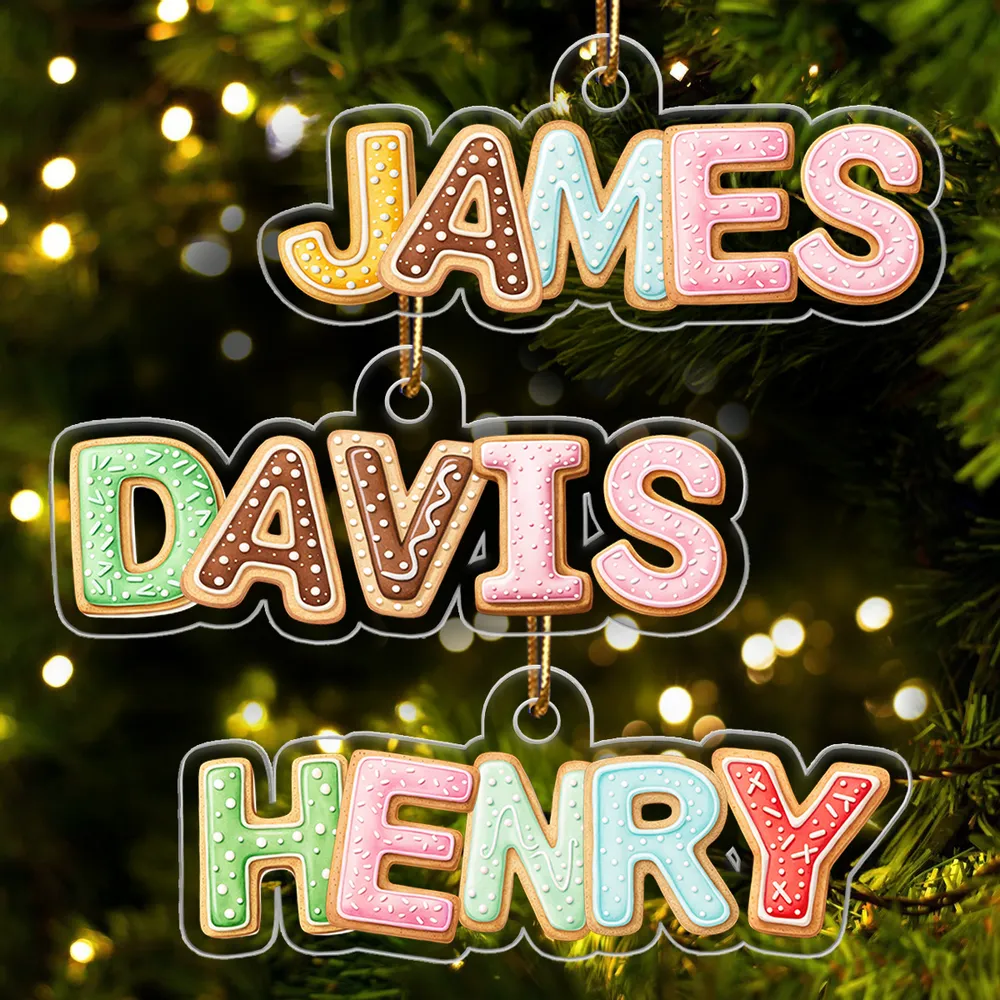 Custom Name Cookie Letter Acrylic Ornament for Christmas Tree – Cute Personalized Keepsake & Festive Family Gift Idea