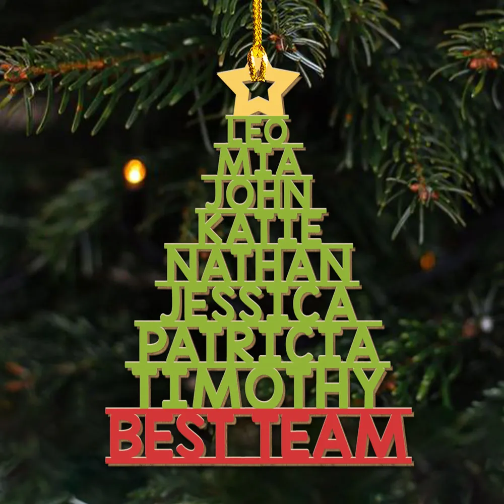 Personalized Acrylic Ornament Christmas Tree With Team Names, Festive Office Decor & Unique Holiday Gift - Image 3
