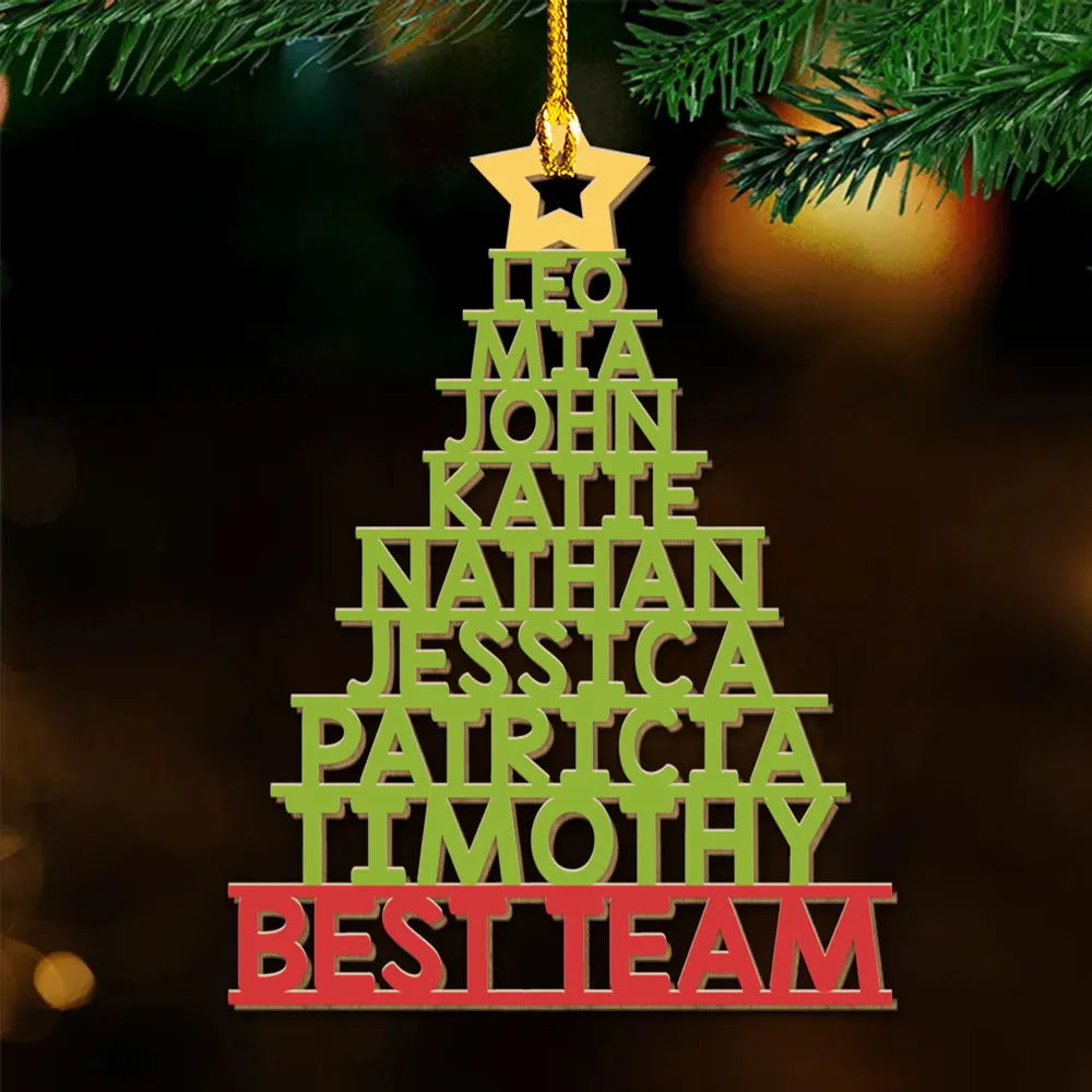Personalized Acrylic Ornament Christmas Tree With Team Names, Festive Office Decor & Unique Holiday Gift - Image 4