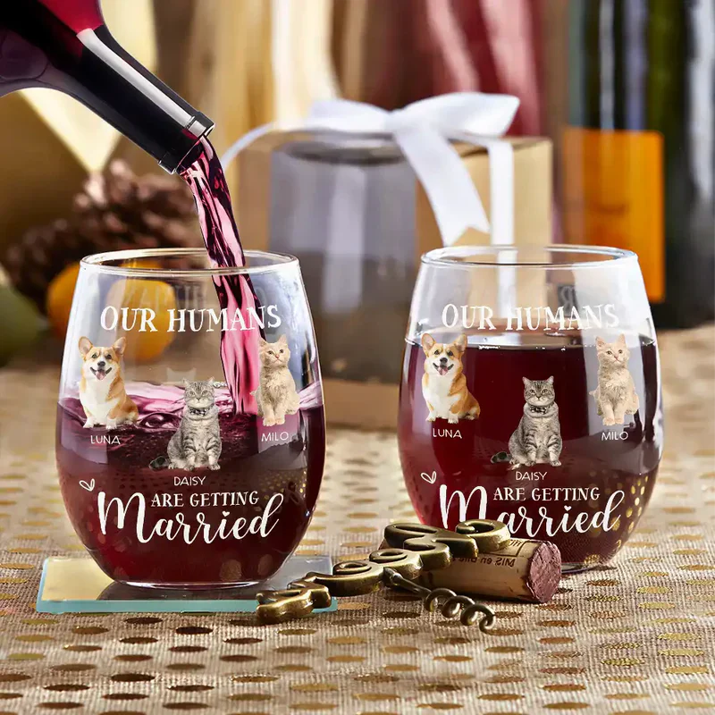 Personalized Dog Photo Wine Glass for Wedding Announcement – My Humans Are Getting Married, Unique Engagement Gift for Pet Lovers - Image 3