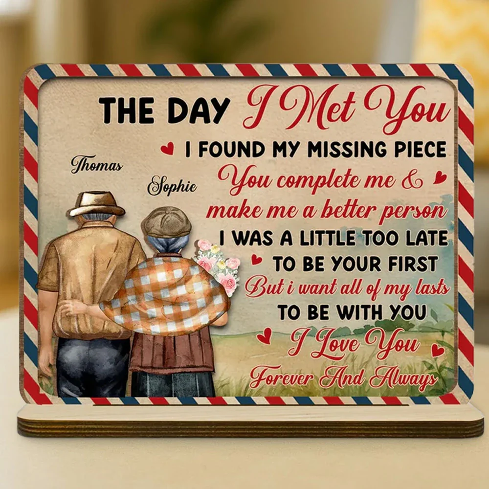 Personalized 2-Layer Wooden Plaque for Couples – Romantic Quote Art, Custom Names, Unique Anniversary Gift with Heartfelt Message