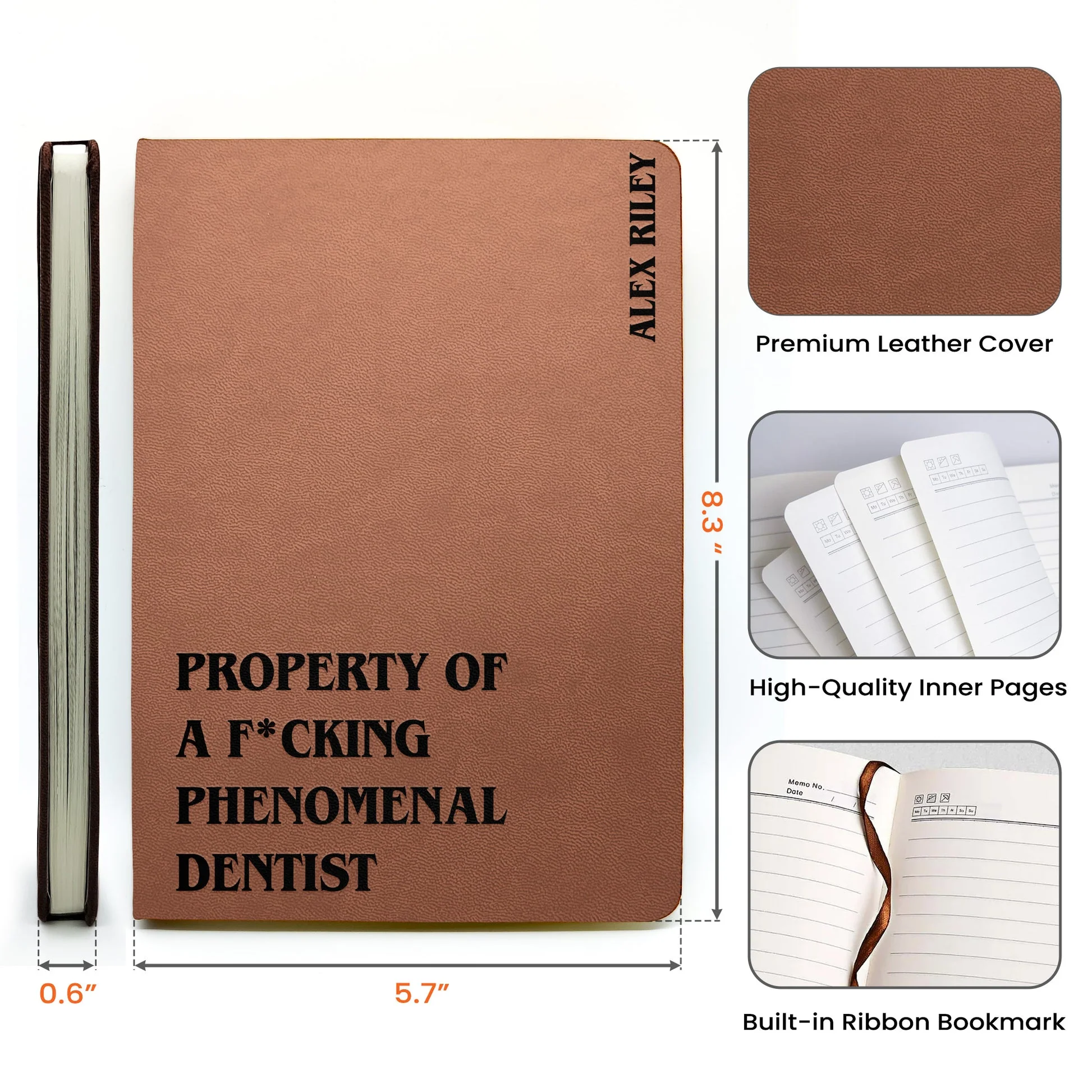 Personalized Leather Journal for a F*cking Phenomenal Professional – Bold Custom Gift for Nurse, Teacher, Boss or More - Image 4