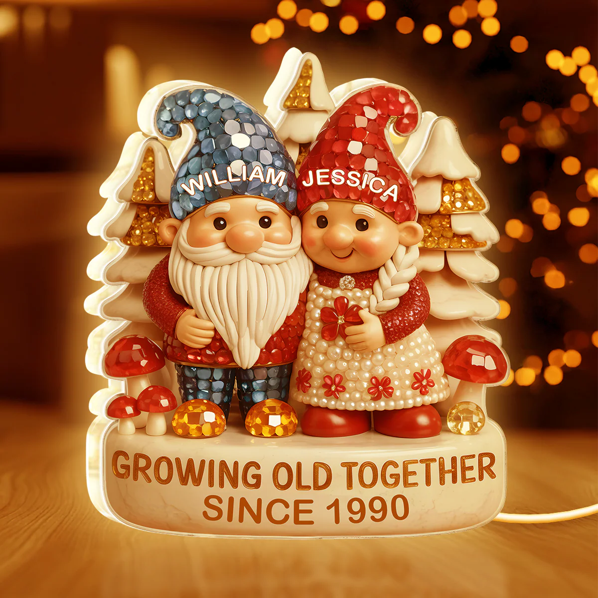 Growing Old Together Custom Acrylic Light Box, Cozy Winter Couple Scene, Soft Atmosphere Lighting Romantic Gift for Couples - Image 2