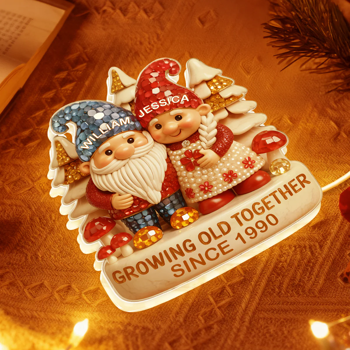 Growing Old Together Custom Acrylic Light Box, Cozy Winter Couple Scene, Soft Atmosphere Lighting Romantic Gift for Couples - Image 3
