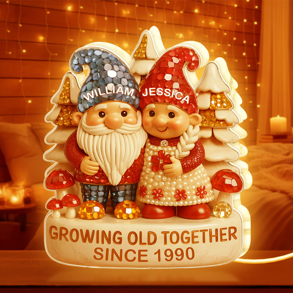 Growing Old Together Custom Acrylic Light Box, Cozy Winter Couple Scene, Soft Atmosphere Lighting Romantic Gift for Couples - Image 6