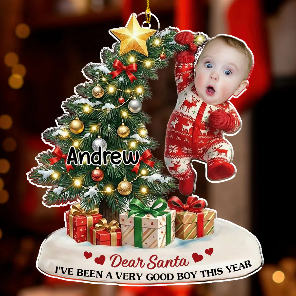 Personalized Acrylic Ornament with Baby Photo Hanging on Christmas Tree, Cute Custom Keepsake & Unique Holiday Gift for Families - Image 2