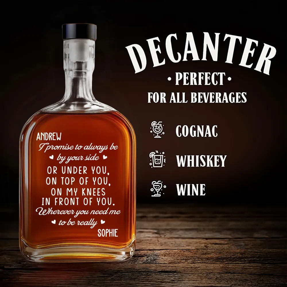 Personalized Glass Spirits Decanter with Playful Love Note, Custom Gift for Him, Unique Home Bar Keepsake - Image 5