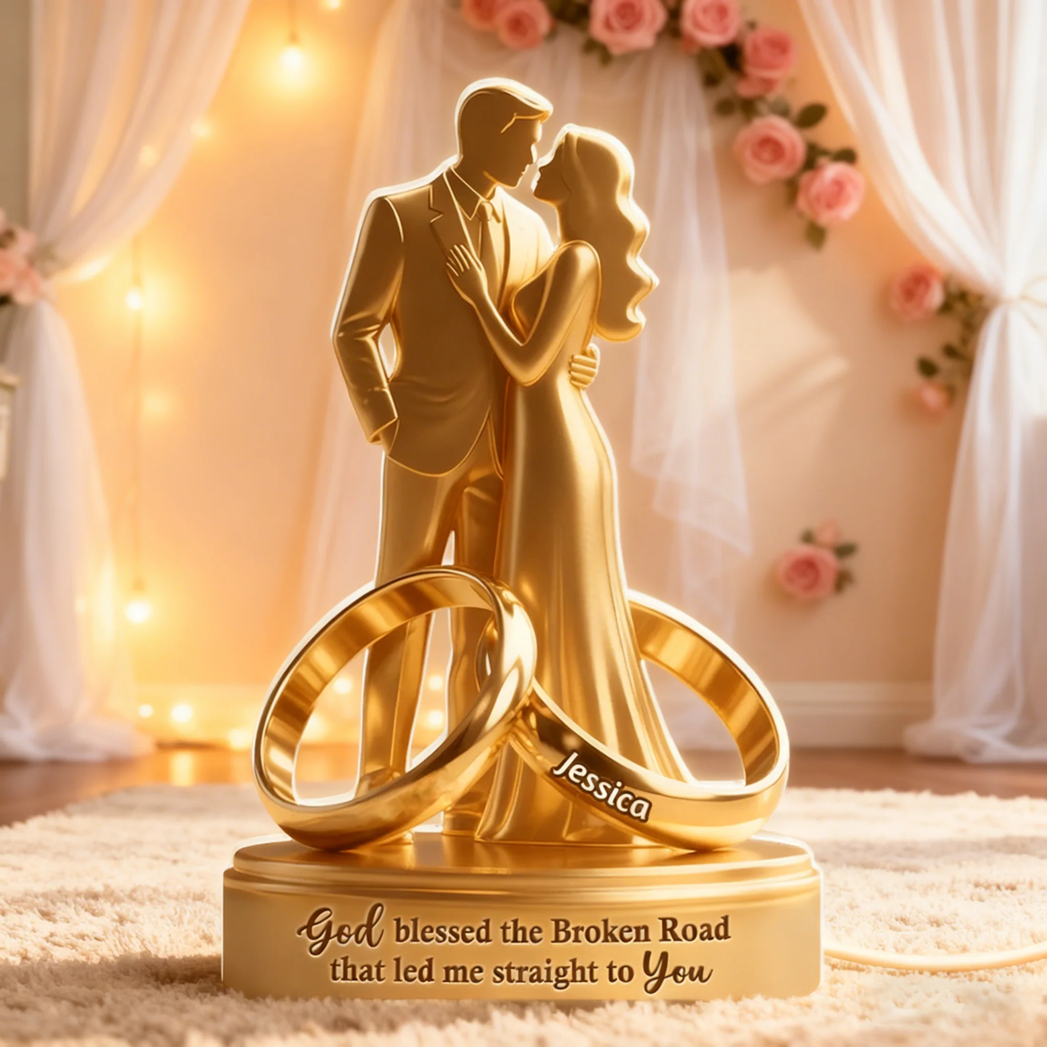 Acrylic Light Box with Custom Couple & Rings Design – Soft Light Romantic Home Decor, Personalized Marriage Keepsake Gift for Husband & Wife