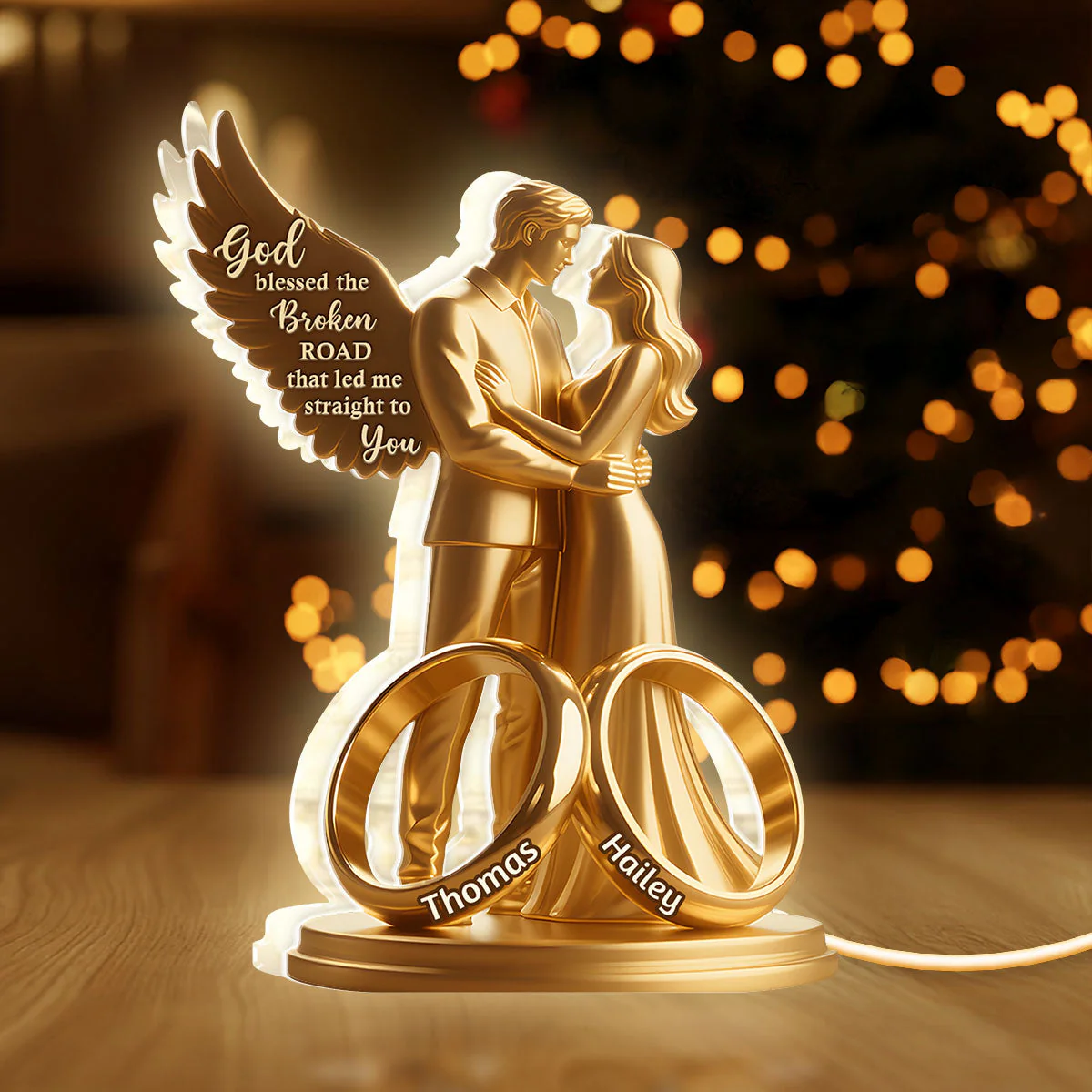 Acrylic Light Box with Custom Couple & Rings Design – Soft Light Romantic Home Decor, Personalized Marriage Keepsake Gift for Husband & Wife - Image 2