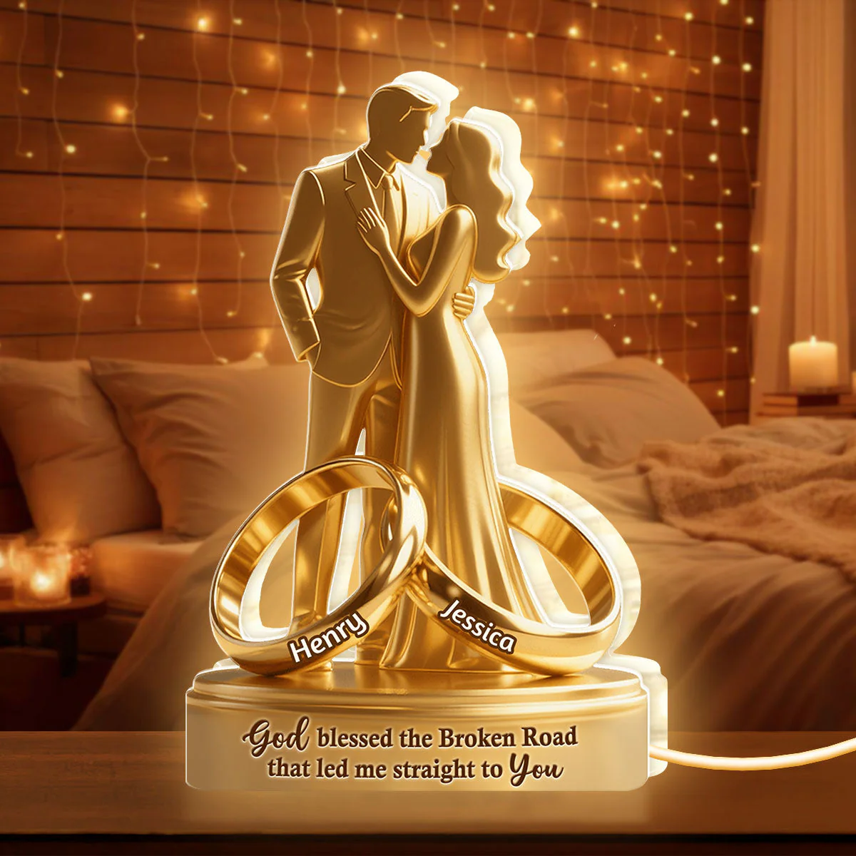 Acrylic Light Box with Custom Couple & Rings Design – Soft Light Romantic Home Decor, Personalized Marriage Keepsake Gift for Husband & Wife - Image 6