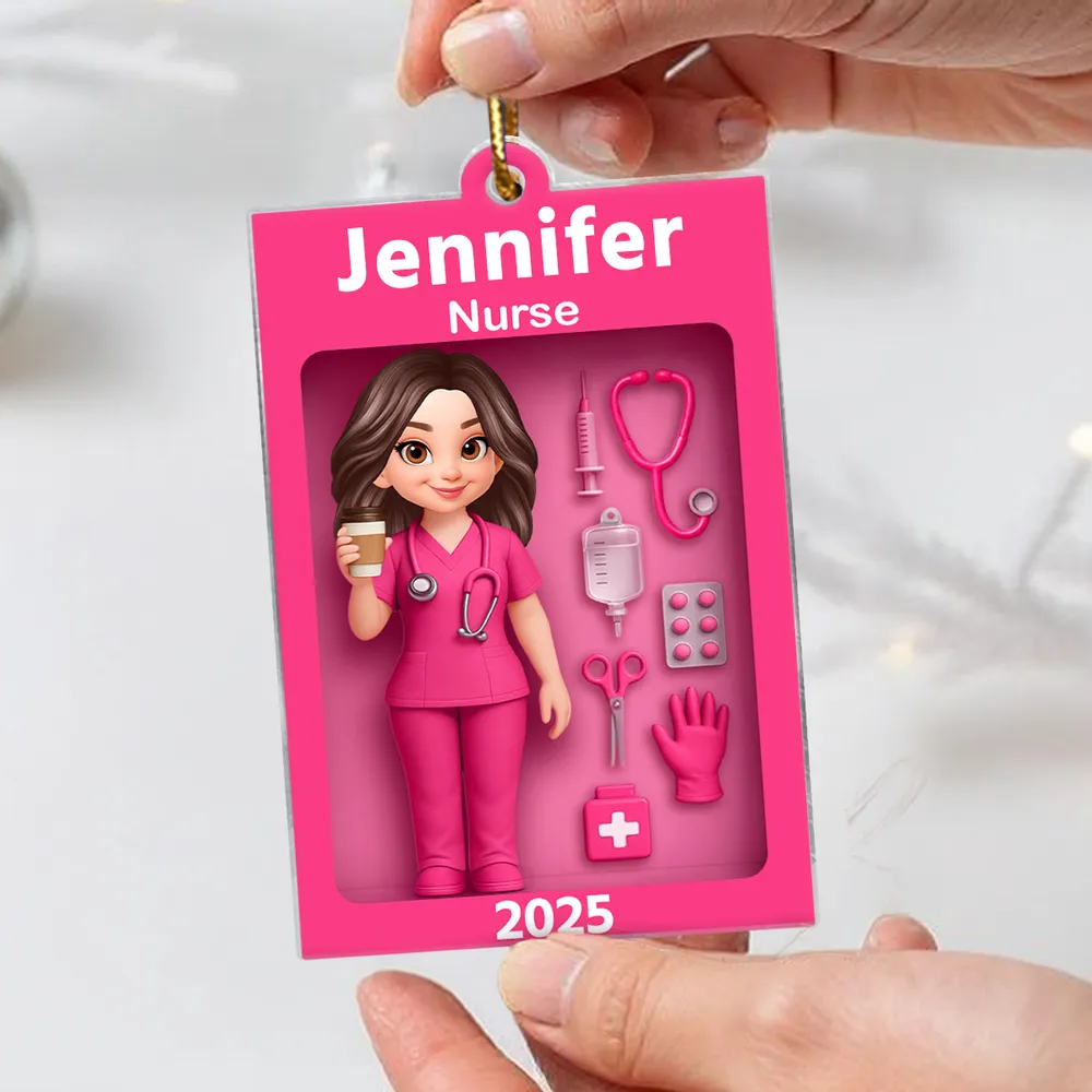 Personalized Nurse Acrylic Ornament Toy-Box Style, Custom Gift For Nurses & Coworkers, Cute Christmas Tree Decor - Image 2