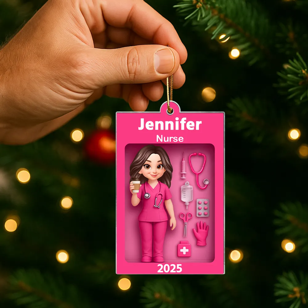 Personalized Nurse Acrylic Ornament Toy-Box Style, Custom Gift For Nurses & Coworkers, Cute Christmas Tree Decor - Image 7