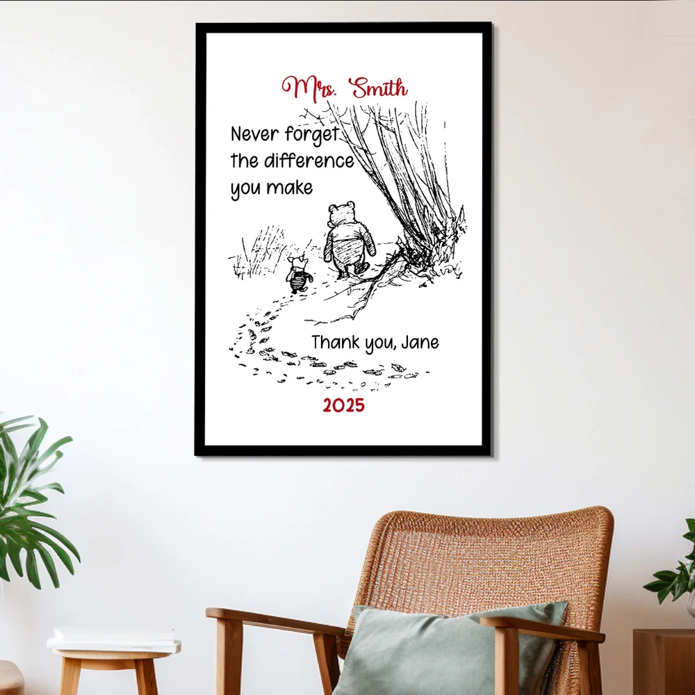 Personalized White Ceramic Mug for Teacher with Cute Bear Illustration, Daily Coffee Reminder of the Difference They Make, Unique Thank You Gift - Image 6