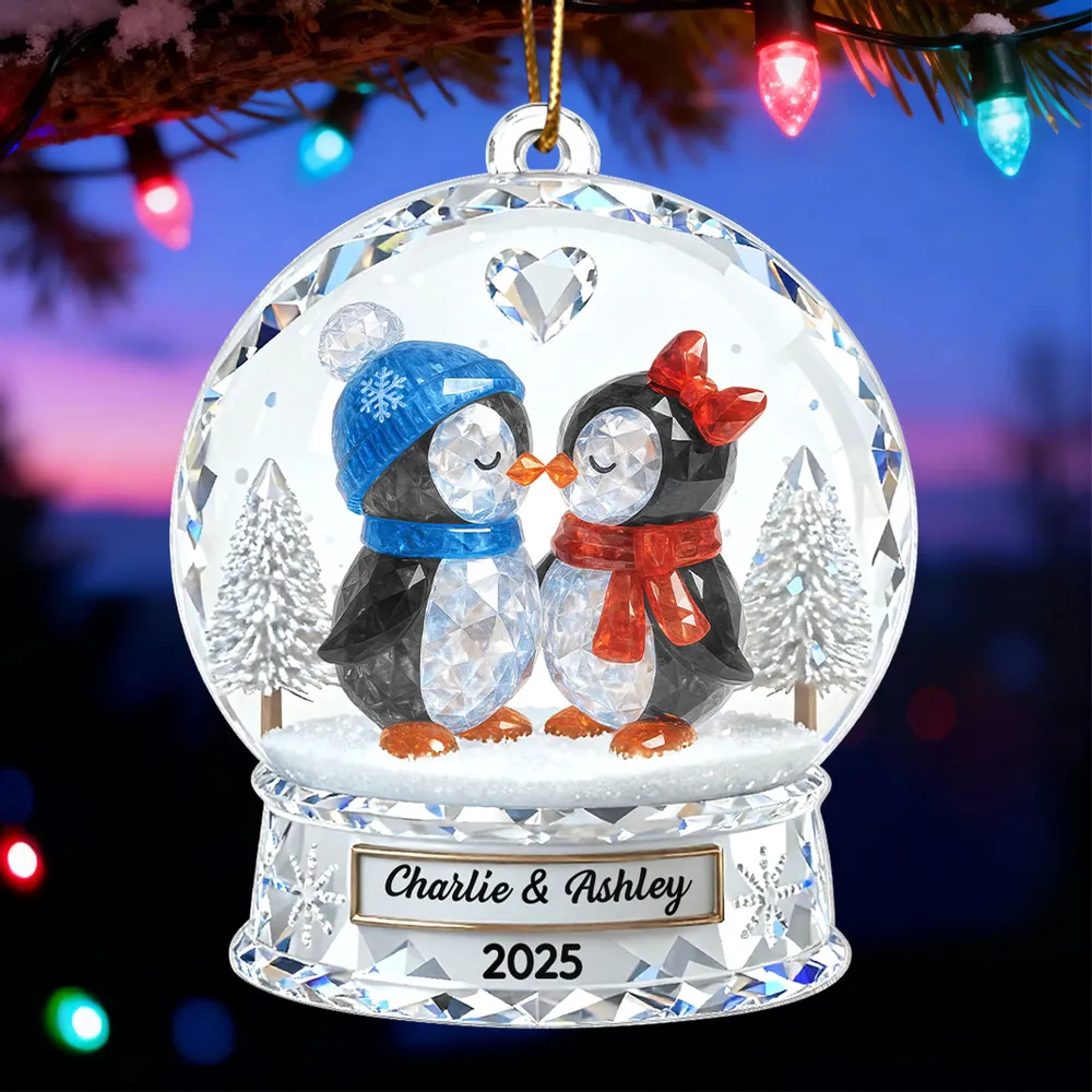 Custom Penguin Couple Acrylic Ornament for Christmas Tree, Cozy Winter Love Scene, Heartfelt Personalized Gift for Someone Special - Image 6