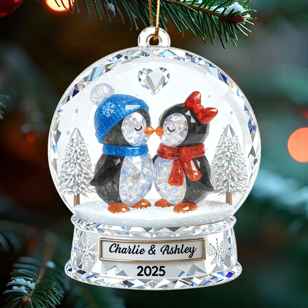 Custom Penguin Couple Acrylic Ornament for Christmas Tree, Cozy Winter Love Scene, Heartfelt Personalized Gift for Someone Special - Image 7