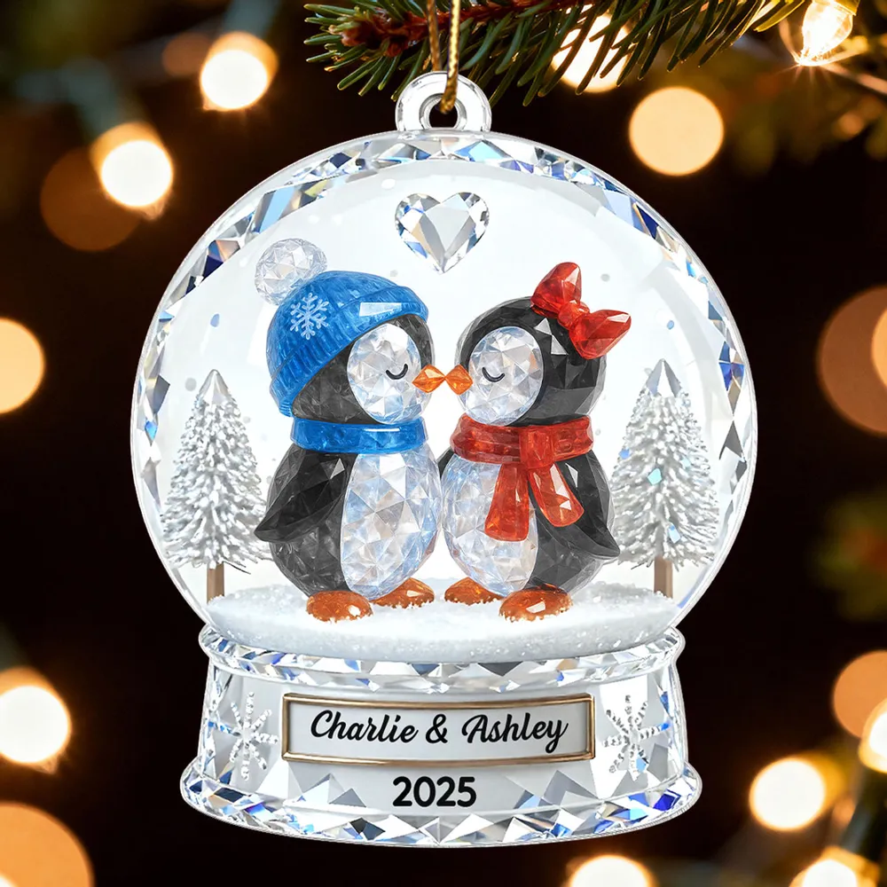 Custom Penguin Couple Acrylic Ornament for Christmas Tree, Cozy Winter Love Scene, Heartfelt Personalized Gift for Someone Special - Image 8