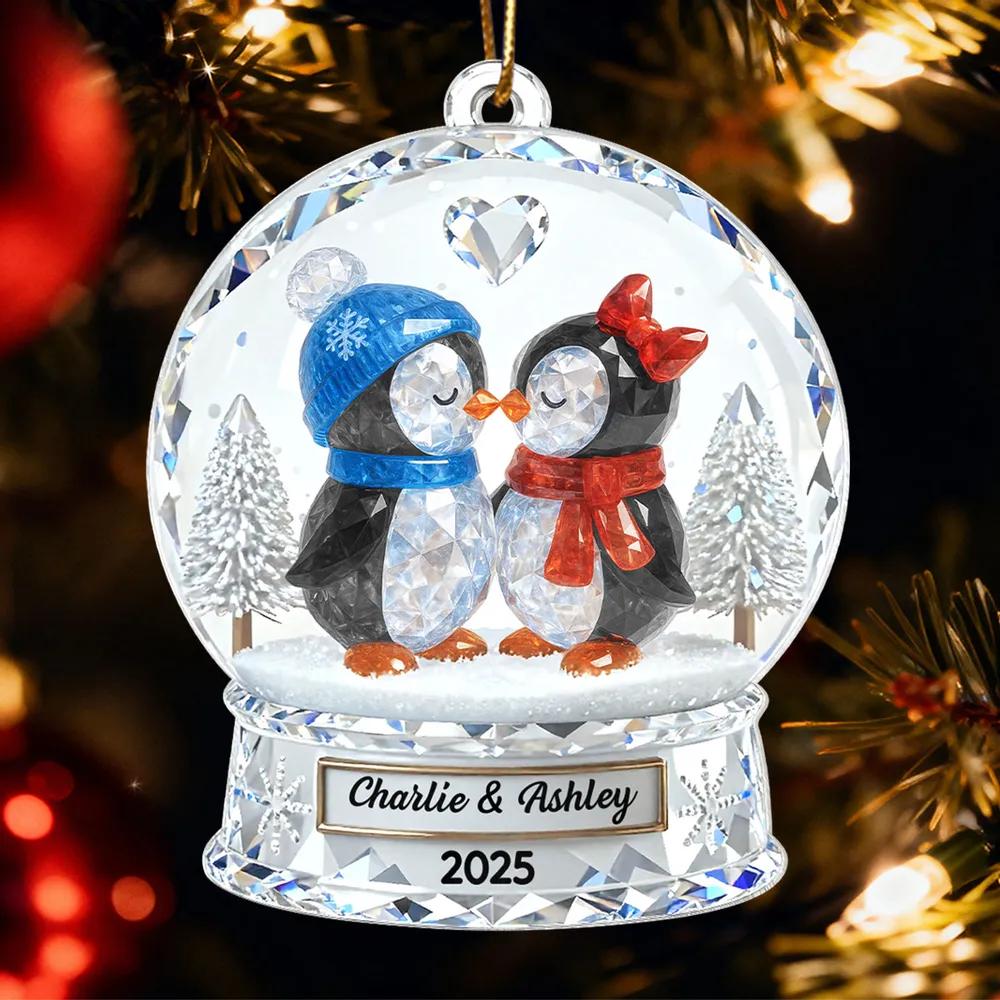 Custom Penguin Couple Acrylic Ornament for Christmas Tree, Cozy Winter Love Scene, Heartfelt Personalized Gift for Someone Special - Image 9