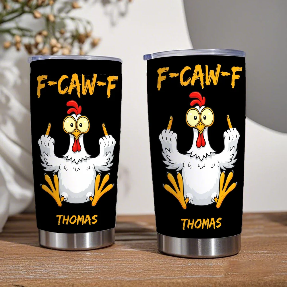 Personalized Insulated Travel Tumbler with Funny Chicken Art, Custom Name, Travel Friendly Mug, Unique Gift for Coffee Lovers - Image 2