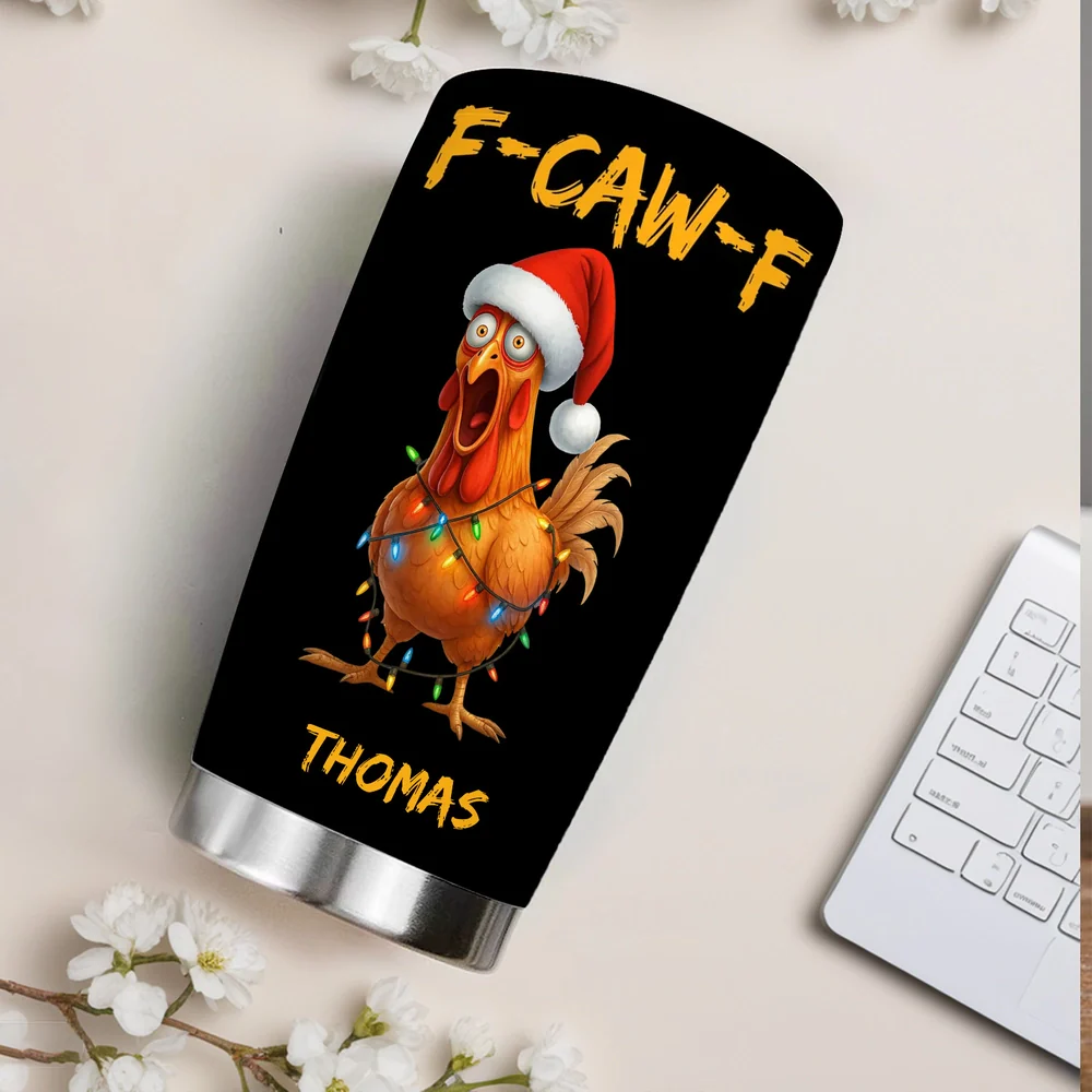 Personalized Insulated Travel Tumbler with Funny Chicken Art, Custom Name, Travel Friendly Mug, Unique Gift for Coffee Lovers - Image 3